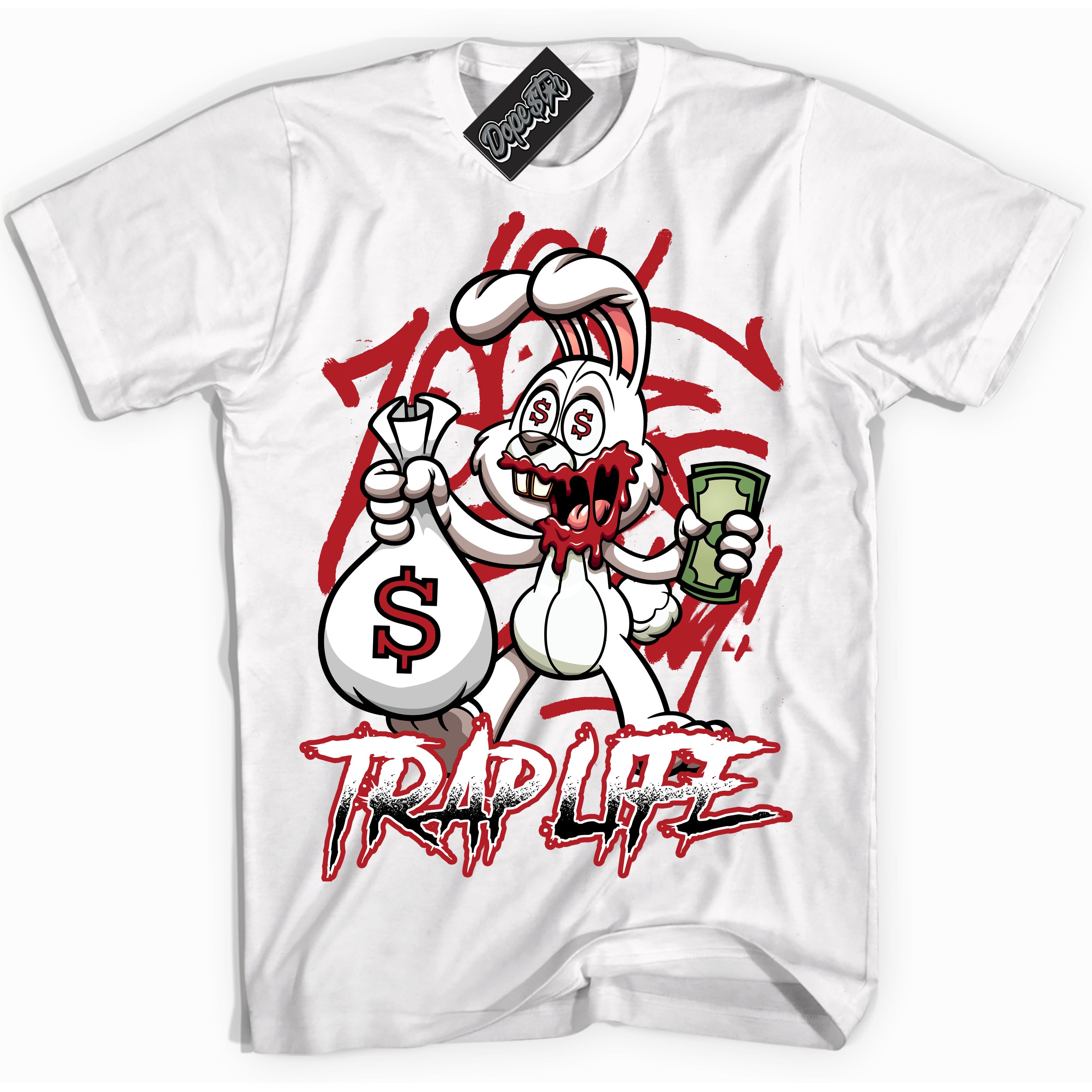 Cool White Shirt with “ Trap Rabbit” design that perfectly matches Taxi Flip 12s Sneakers.