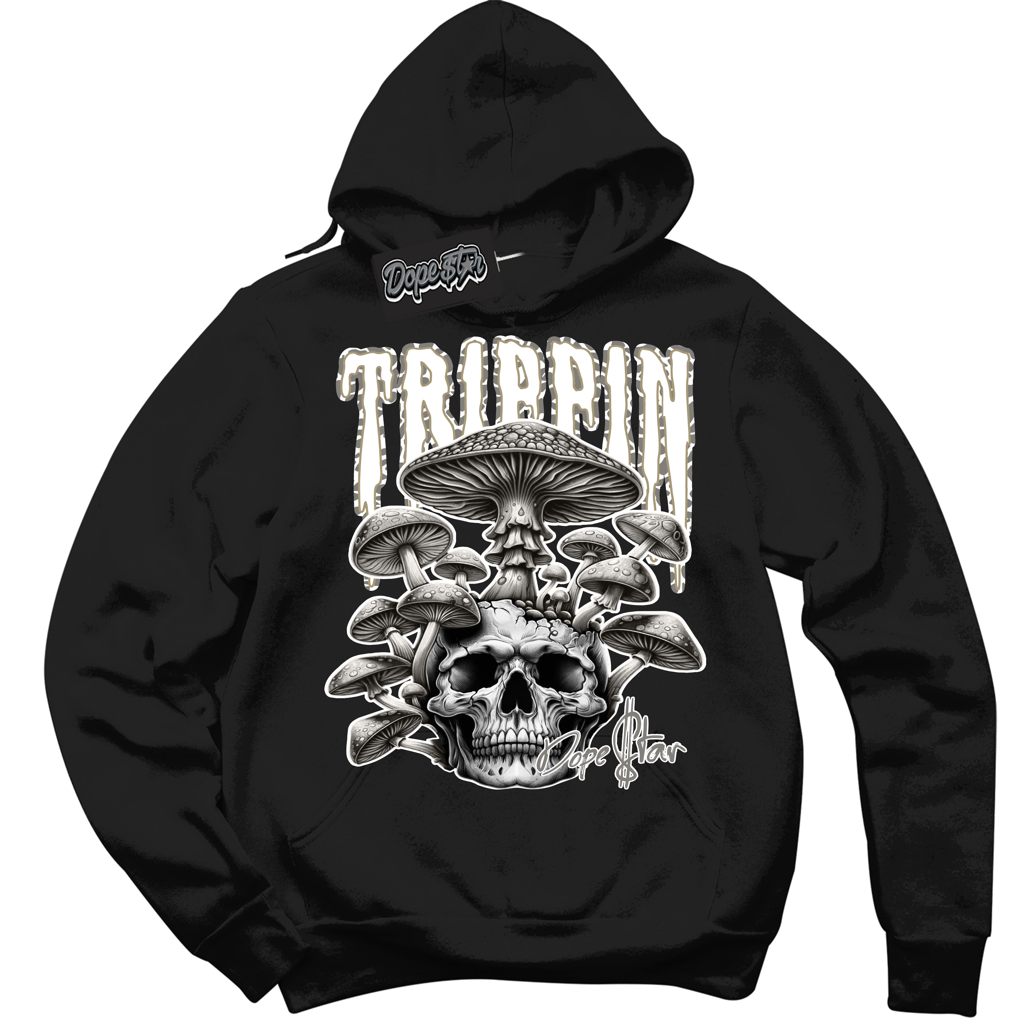 Cool Black Hoodie with “ Trippin”  design that Perfectly Matches Craft Ivory 13s Sneakers.