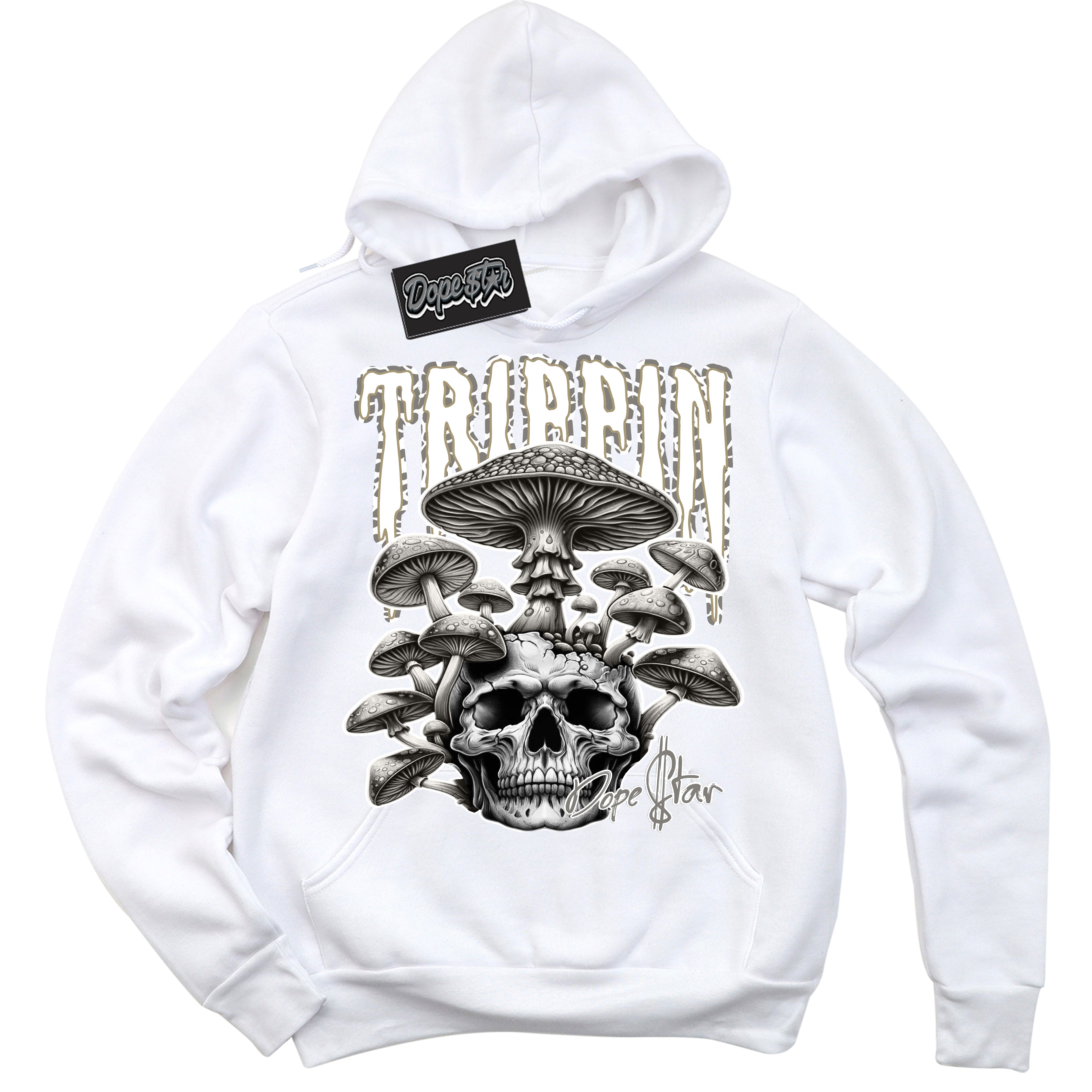 Cool White Hoodie with “ Trippin”  design that Perfectly Matches Craft Ivory 13s Sneakers.