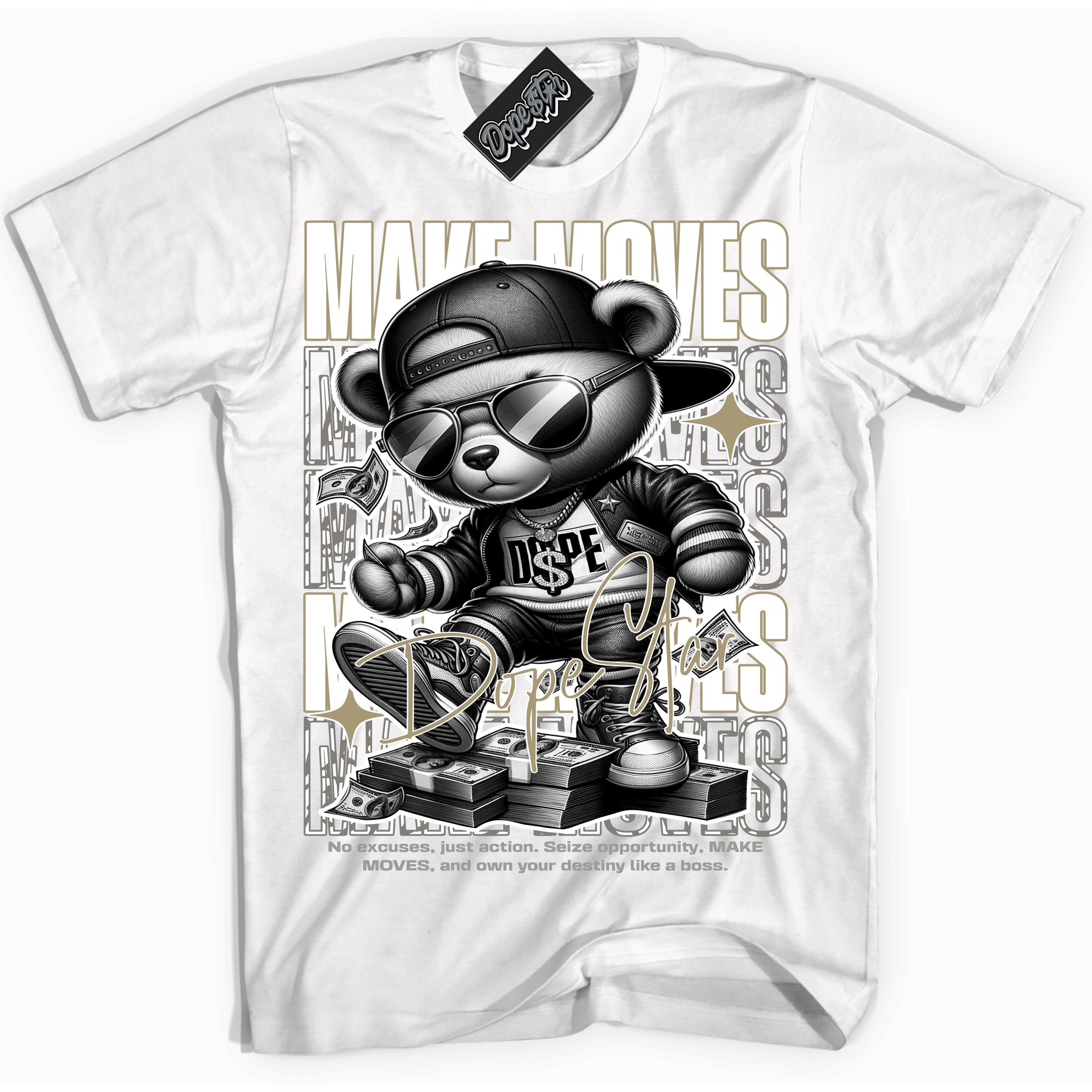 Cool White Shirt with “ Makin Moves” design that perfectly matches Craft Ivory 13s Sneakers.