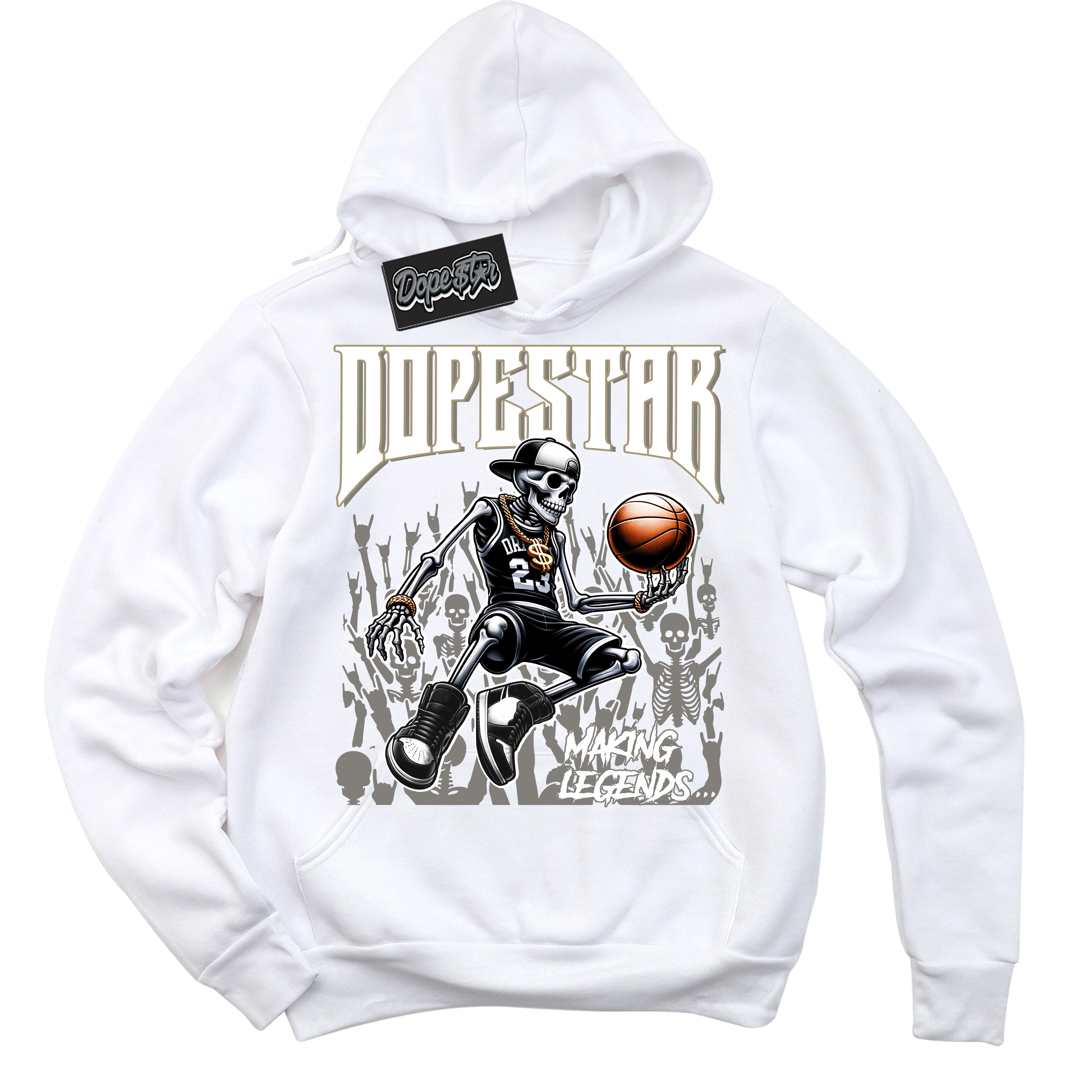 Cool White Hoodie with “ Making Legends ”  design that Perfectly Matches Craft Ivory 13s Sneakers.