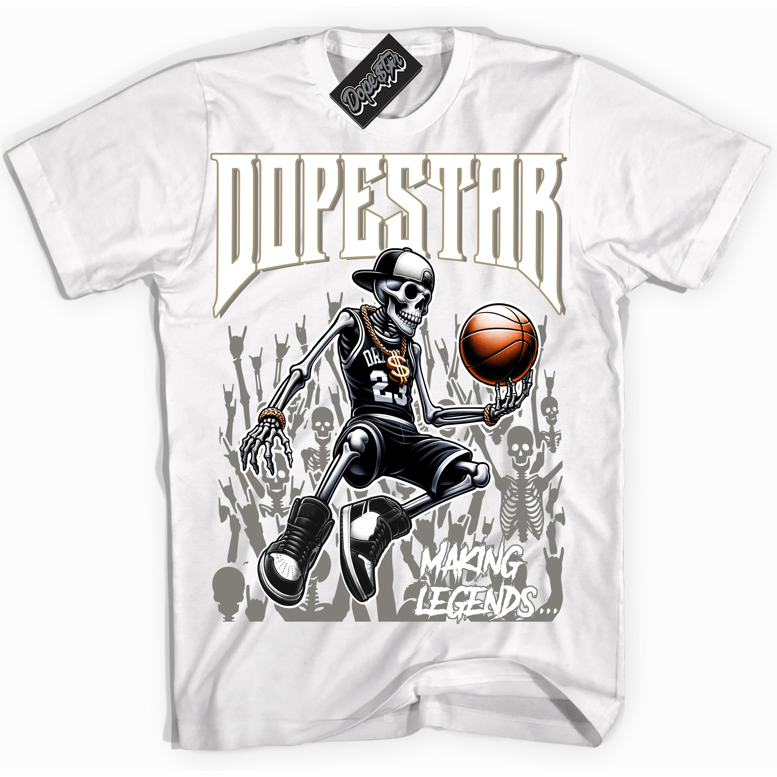 Cool White Shirt with “ Making Legends ” design that perfectly matches Craft Ivory 13s Sneakers.