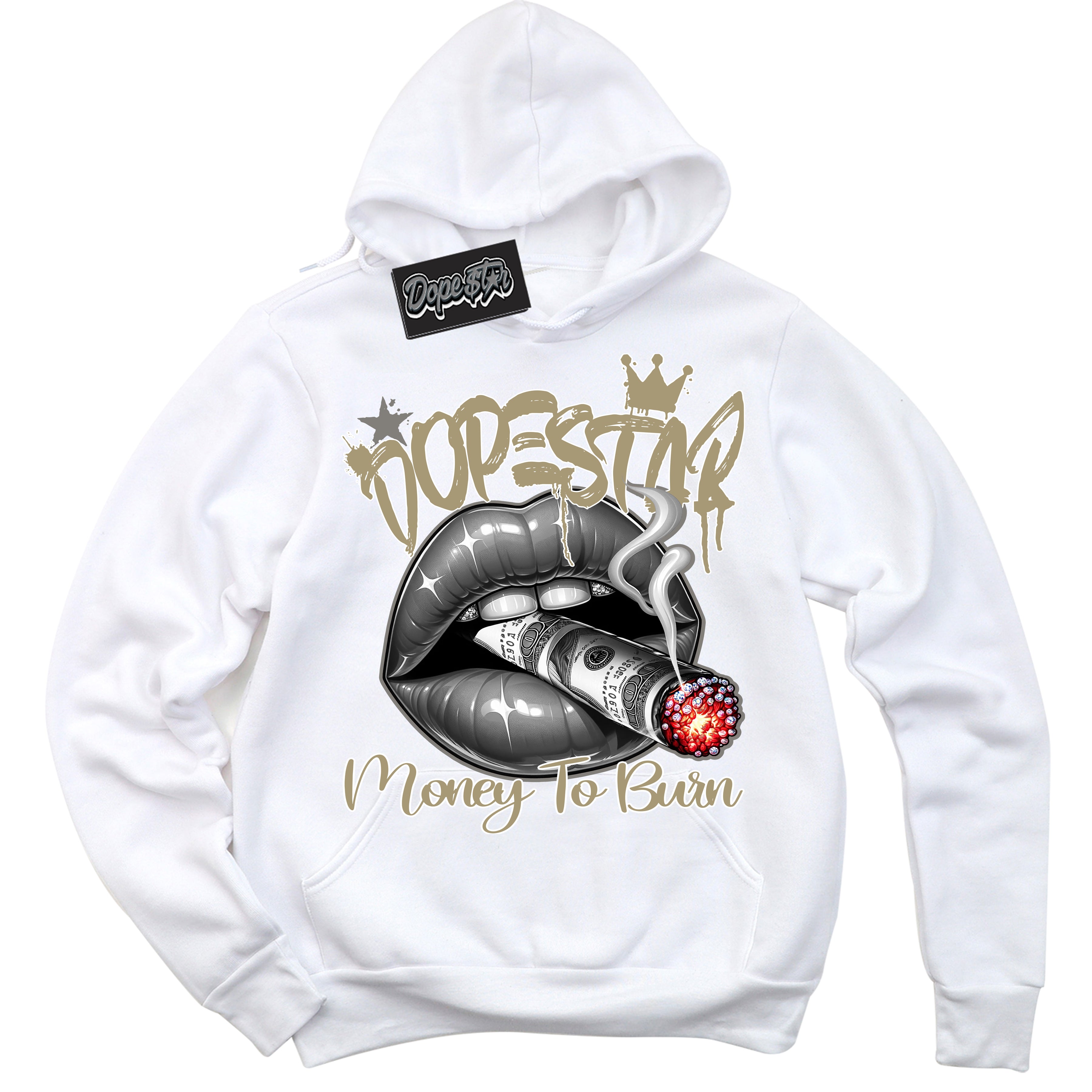 Cool White Hoodie with “ Money To Burn ”  design that Perfectly Matches Craft Ivory 13s Sneakers.