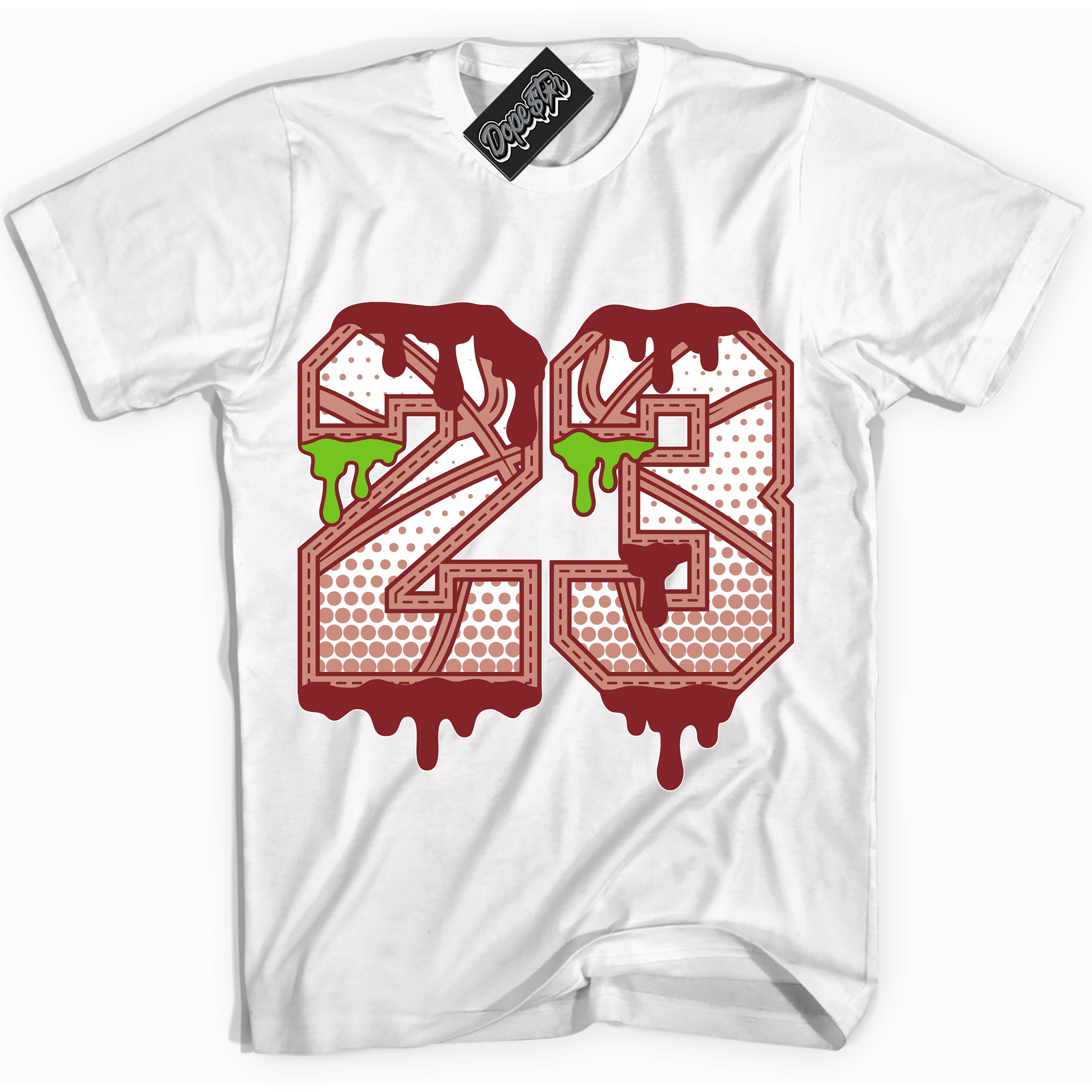 Cool White Shirt with “23 Ball” design that perfectly matches the Dune Red 13s Jordans.