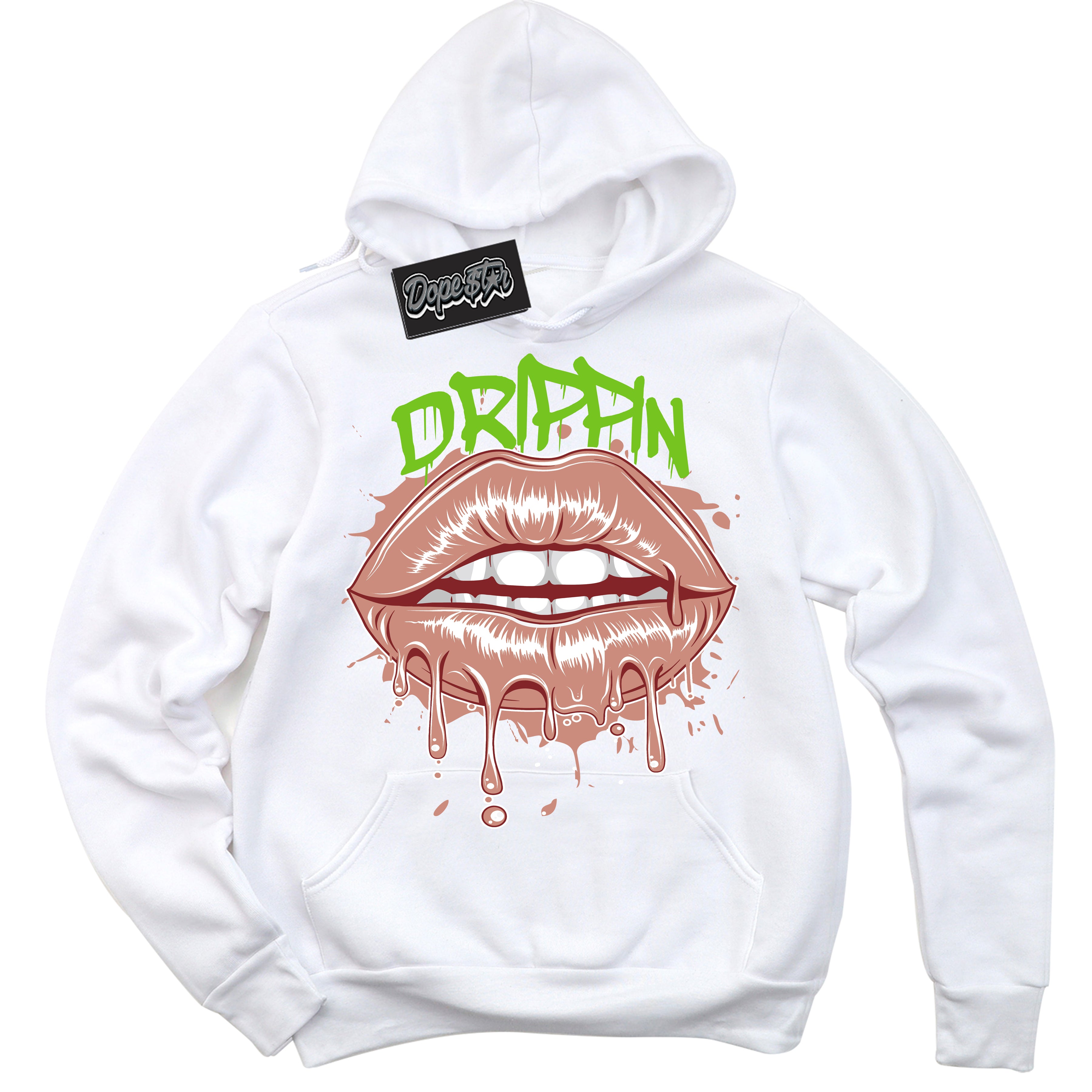 Cool White Hoodie with “Drippin” design that Perfectly Matches Dune Red 13s Jordans.