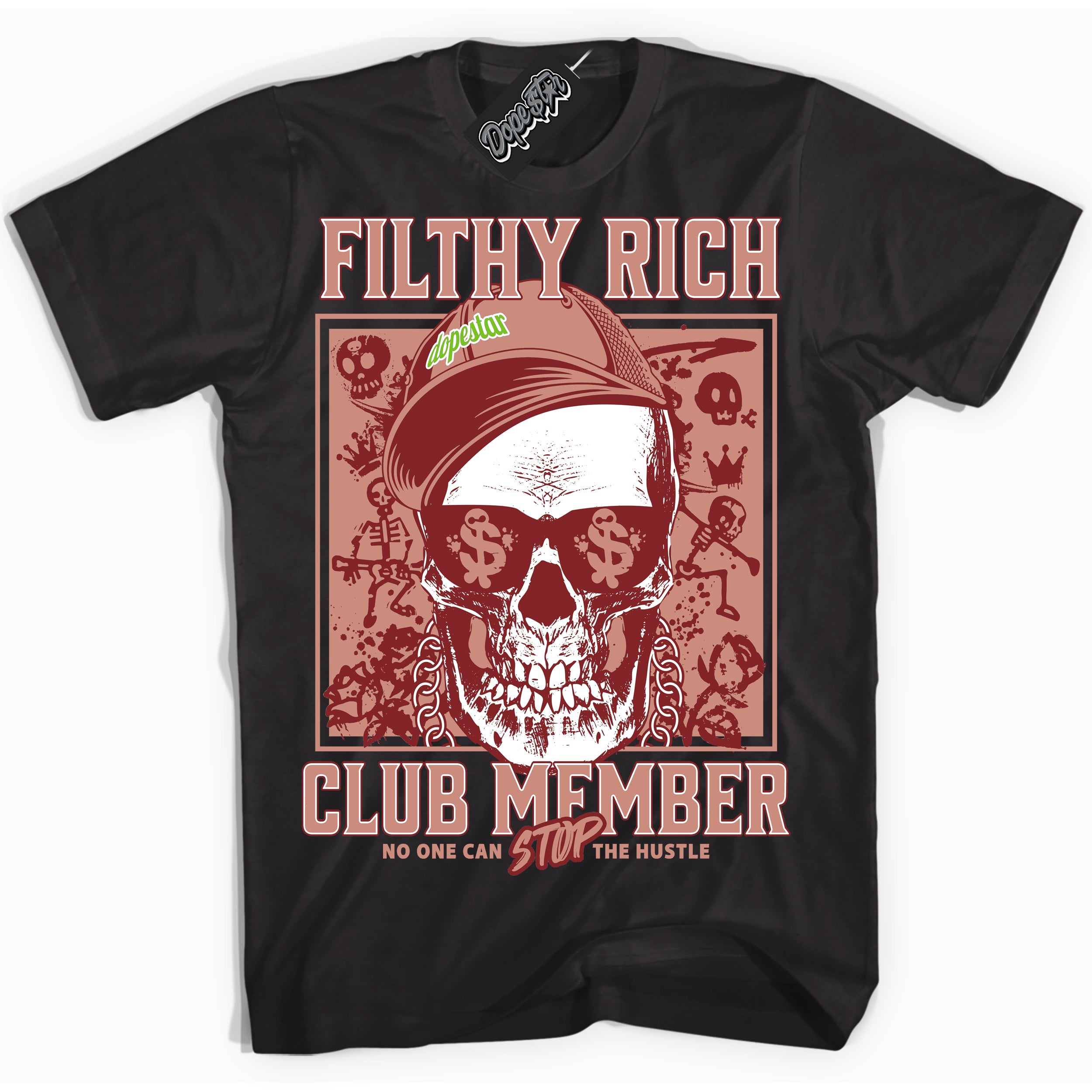 Cool Black Shirt with “Filthy Rich” design that perfectly matches the Dune Red 13s Jordans.