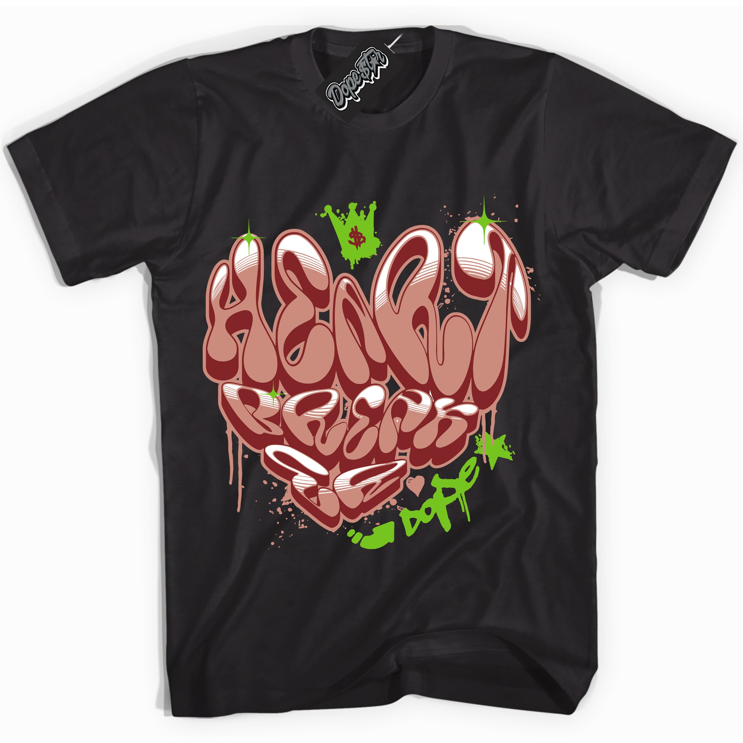 Cool Black Shirt with “Heartbreaker Graffiti” design that perfectly matches the Dune Red 13s Jordans.