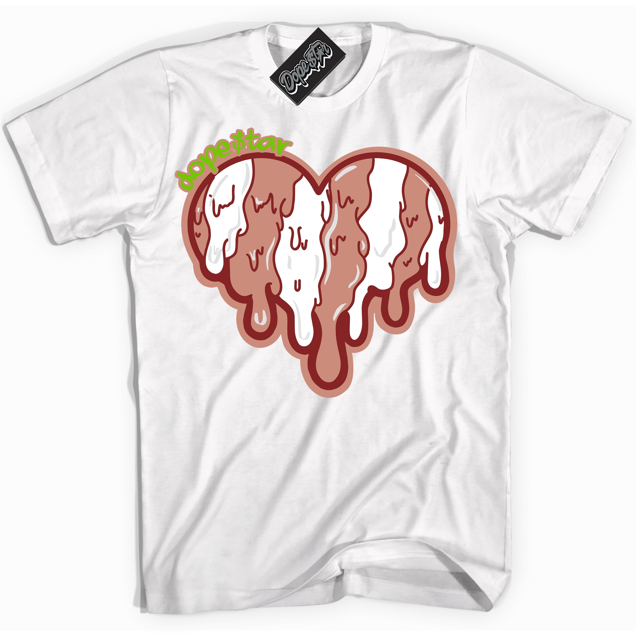 Cool White Shirt with “Melting Heart” design that perfectly matches the Dune Red 13s Jordans.