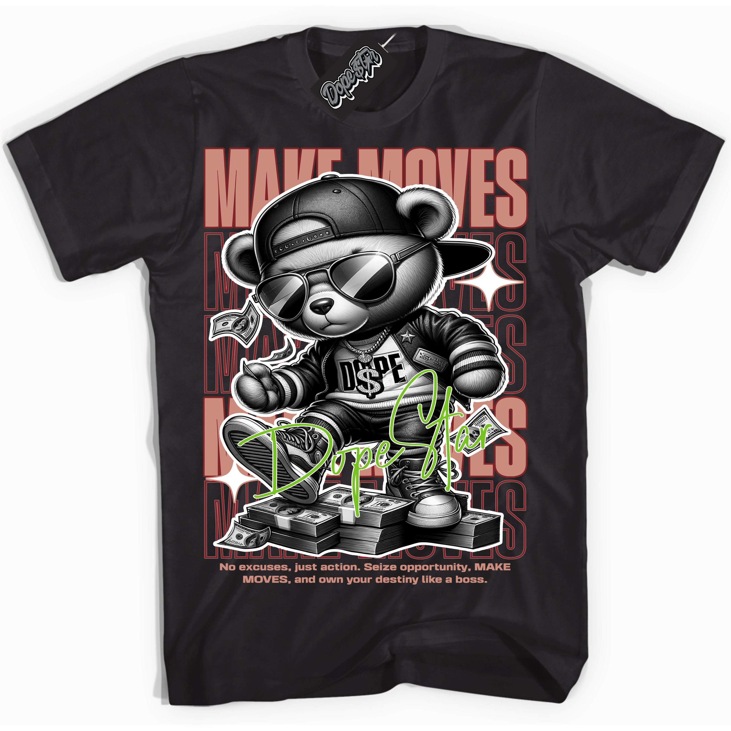 Cool Black Shirt with “Make Moves” design that perfectly matches the Dune Red 13s Jordans.