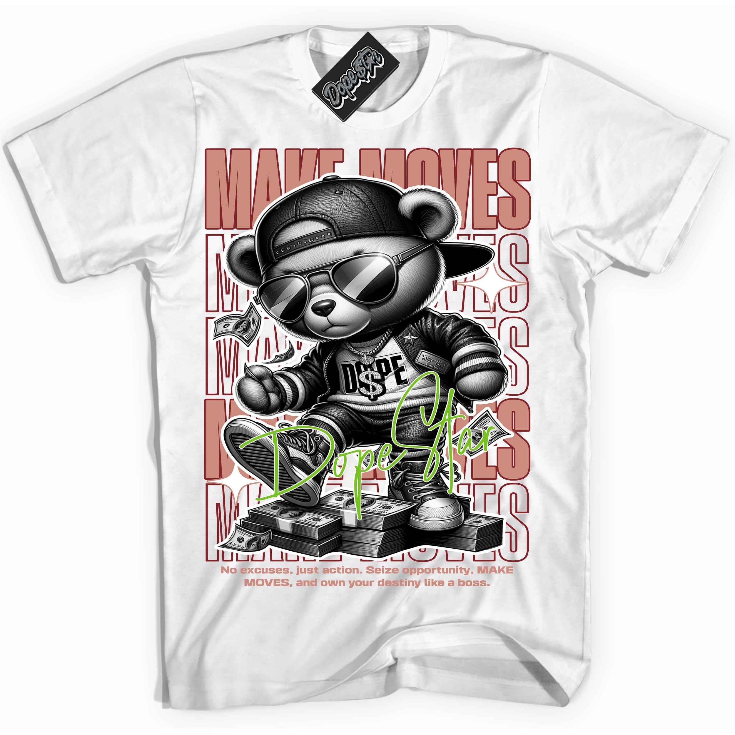 Cool White Shirt with “Make Moves” design that perfectly matches the Dune Red 13s Jordans.