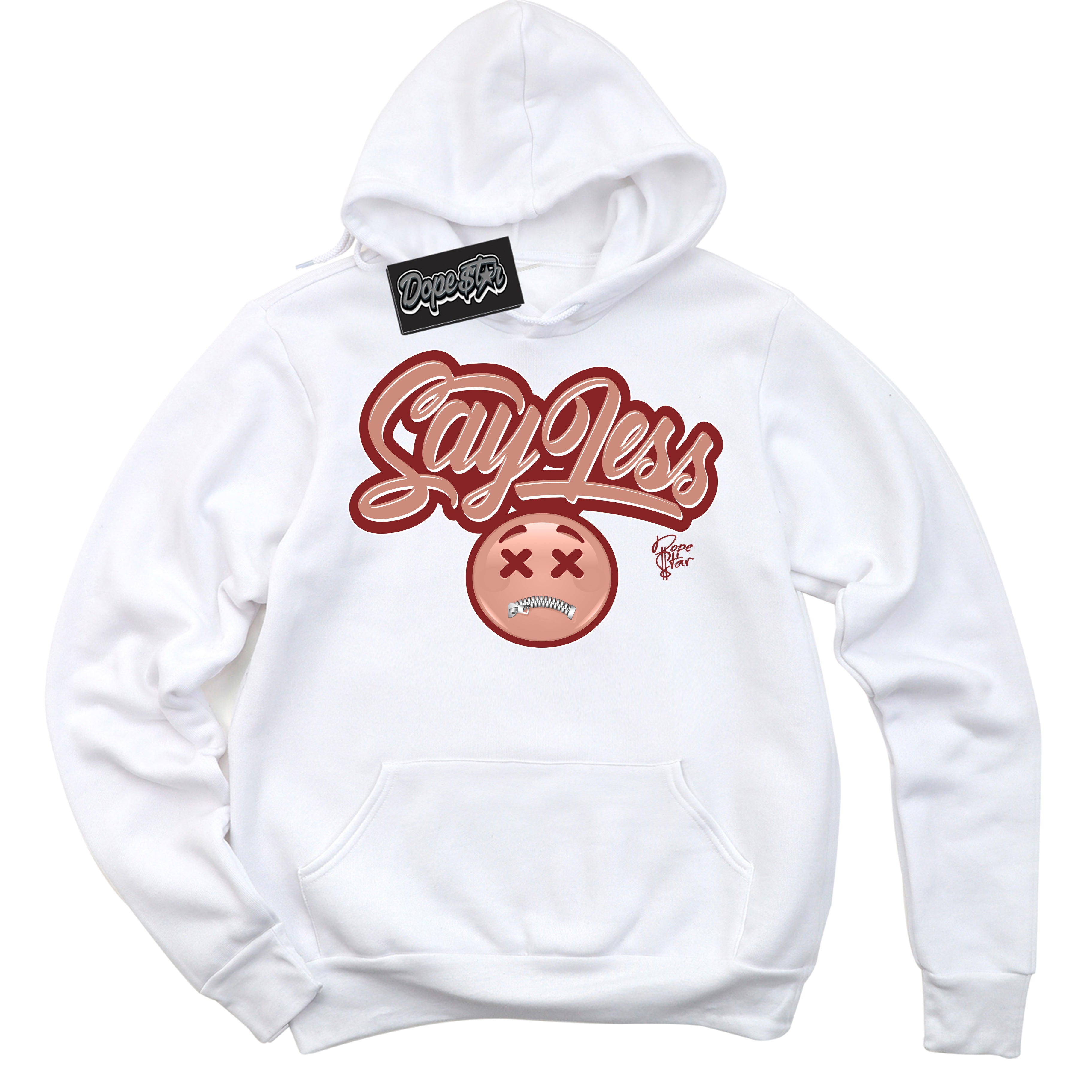 Cool White Hoodie with “Say Less” design that Perfectly Matches Dune Red 13s Jordans.