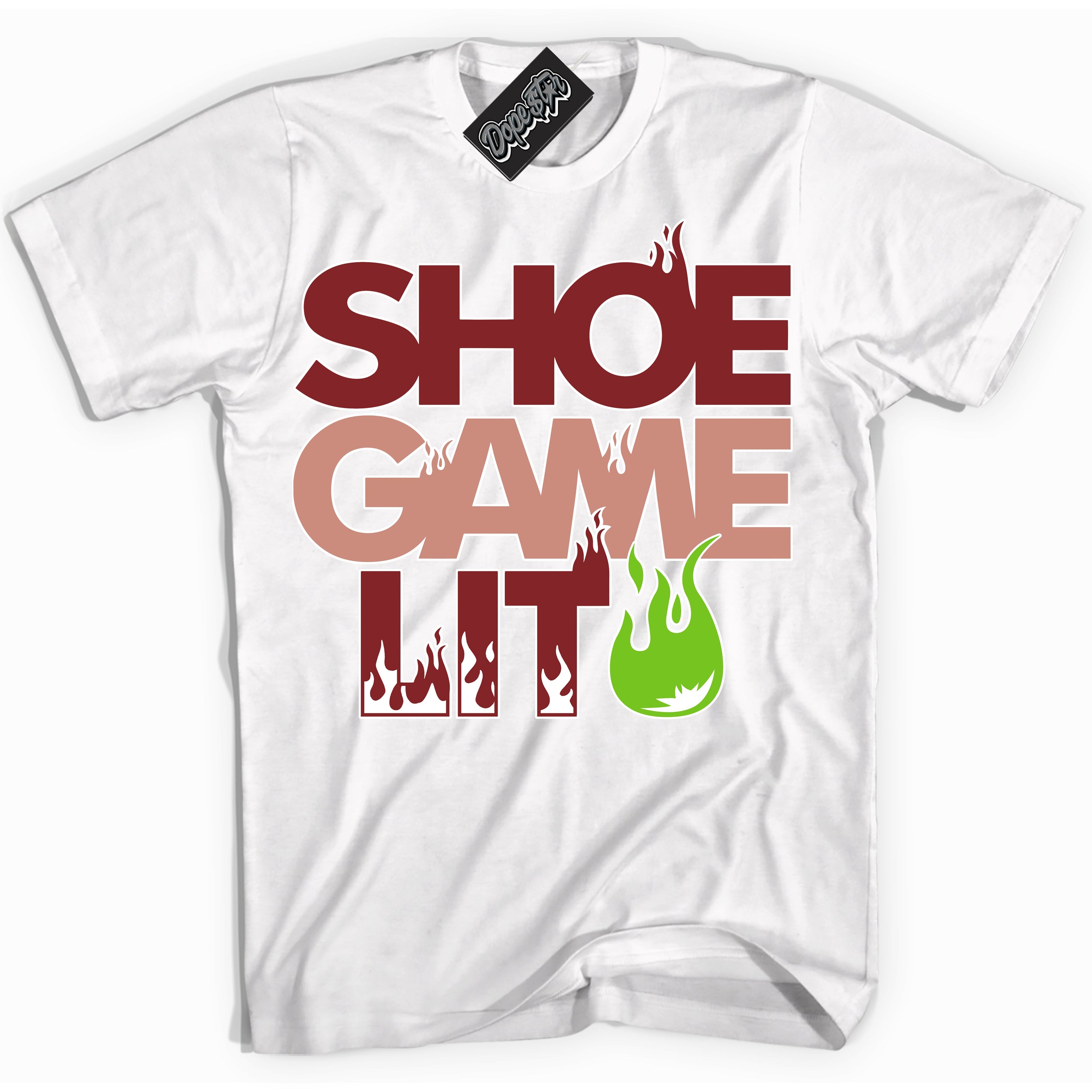 Cool White Shirt with “Shoe Game Lit” design that perfectly matches the Dune Red 13s Jordans.