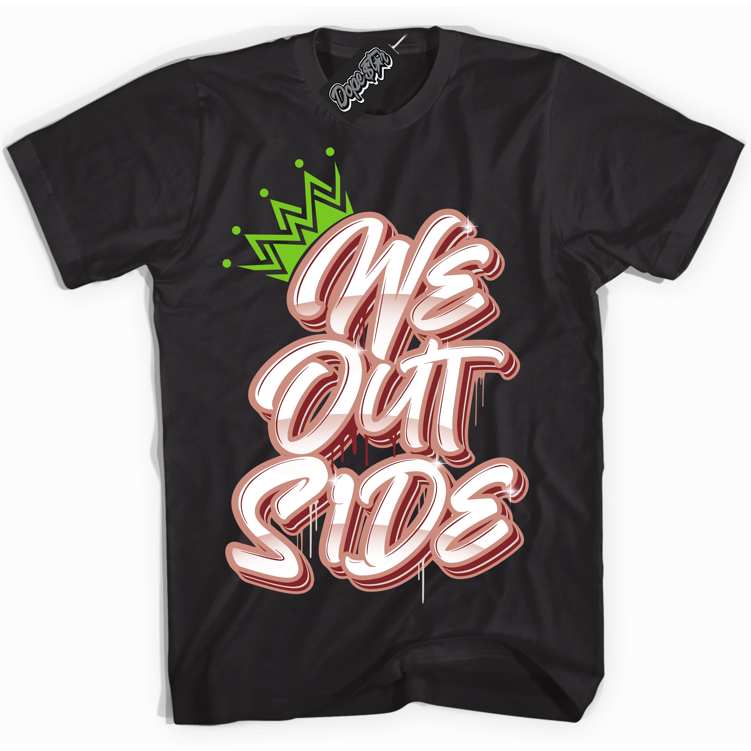 Cool Black Shirt with “We Outside” design that perfectly matches the Dune Red 13s Jordans.