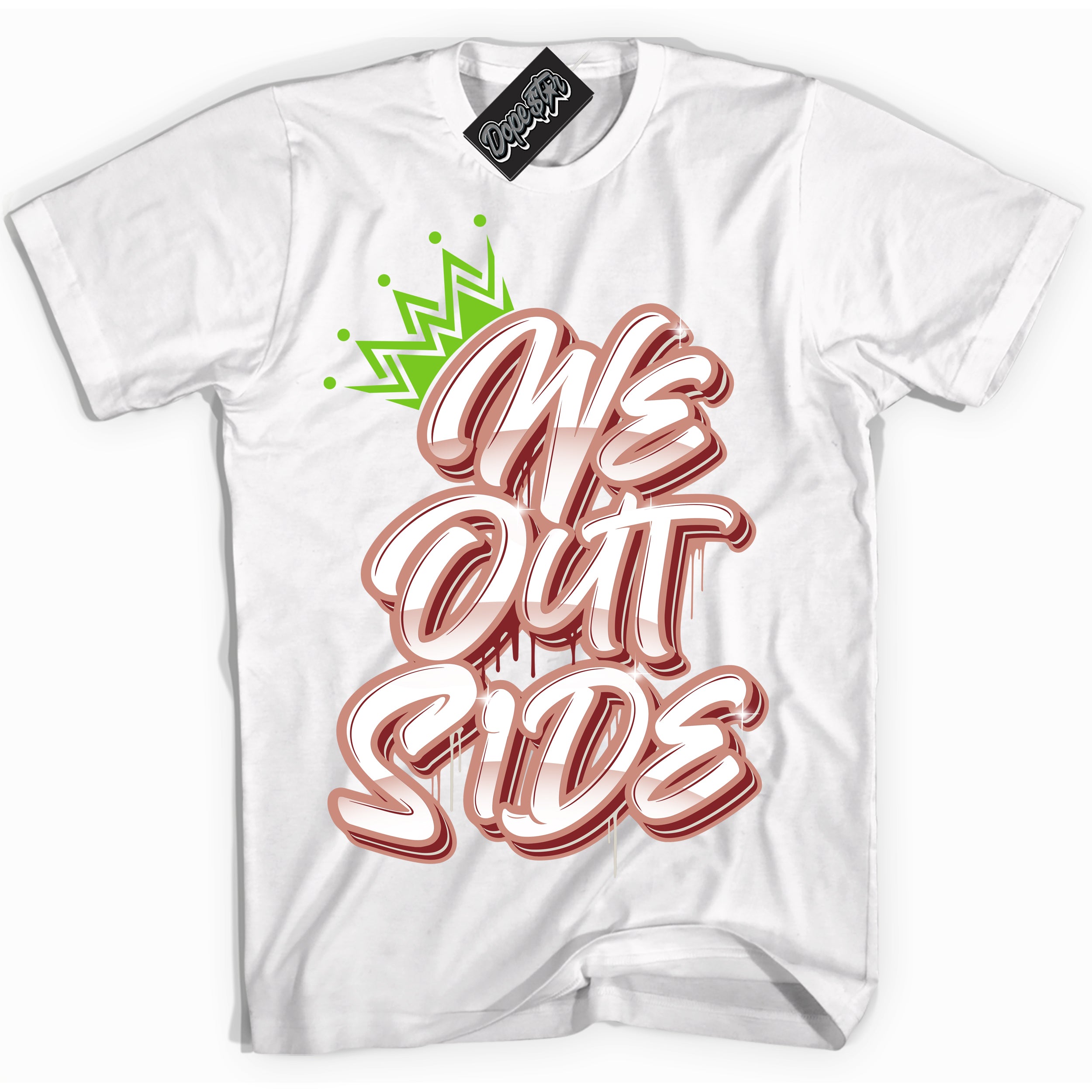 Cool White Shirt with “We Outside” design that perfectly matches the Dune Red 13s Jordans.