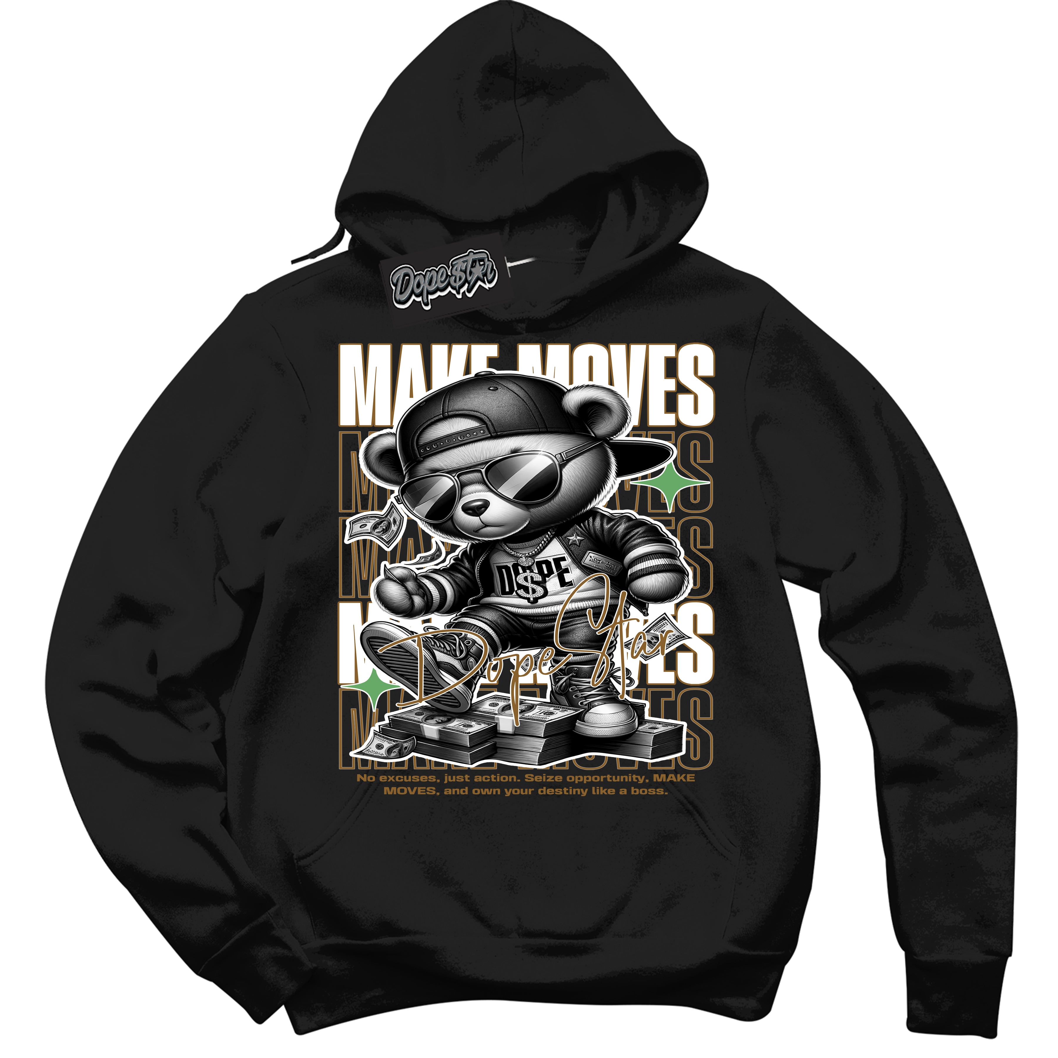 Cool Black Hoodie with “ Makin Moves ”  design that Perfectly Matches Wheat 13s Sneakers.