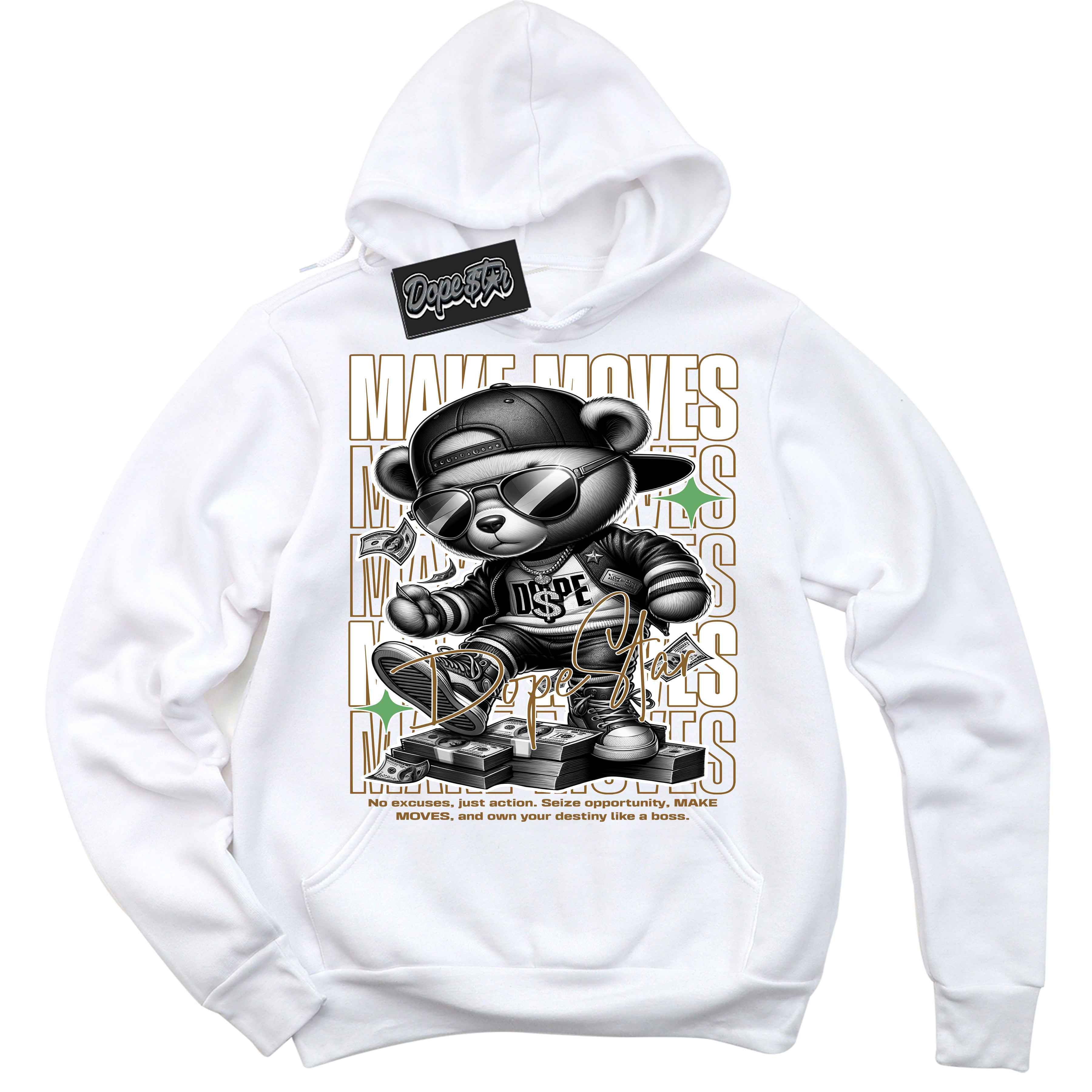 Cool White Hoodie with “ Makin Moves ”  design that Perfectly Matches Wheat 13s Sneakers.