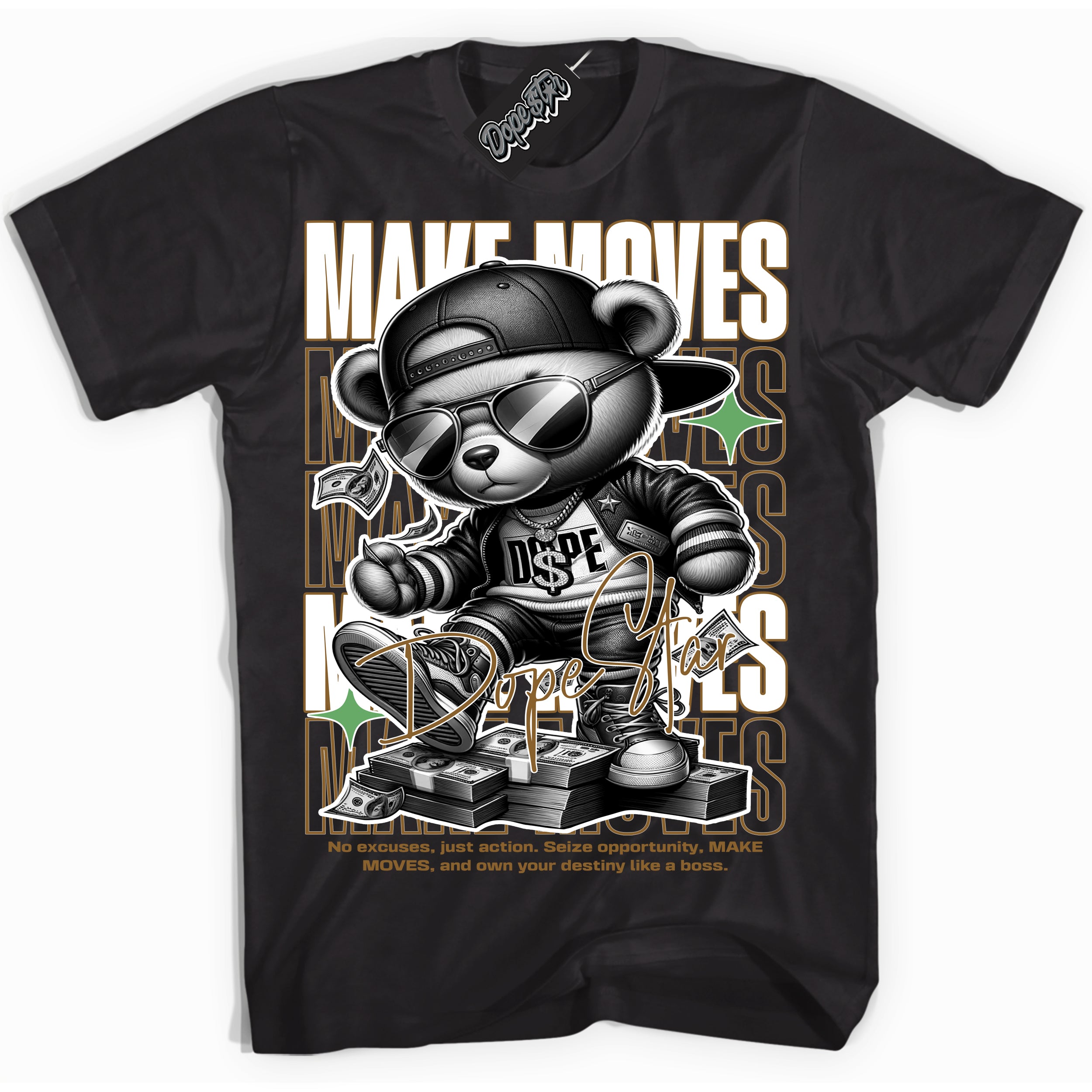 Cool Black Shirt with “ Makin Moves” design that perfectly matches Wheat 13s Sneakers.