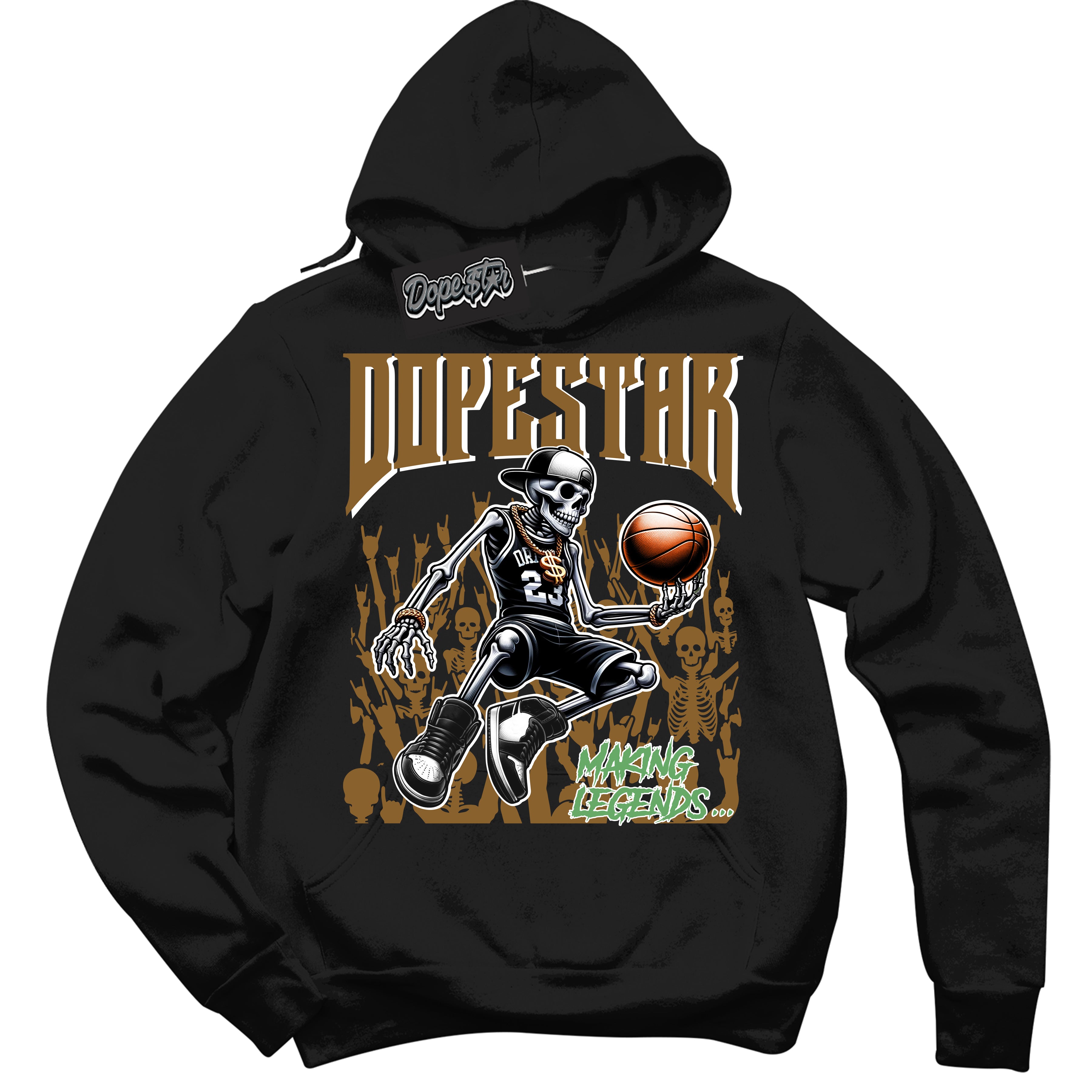 Cool Black Hoodie with “ Making Legends ”  design that Perfectly Matches Wheat 13s Sneakers.