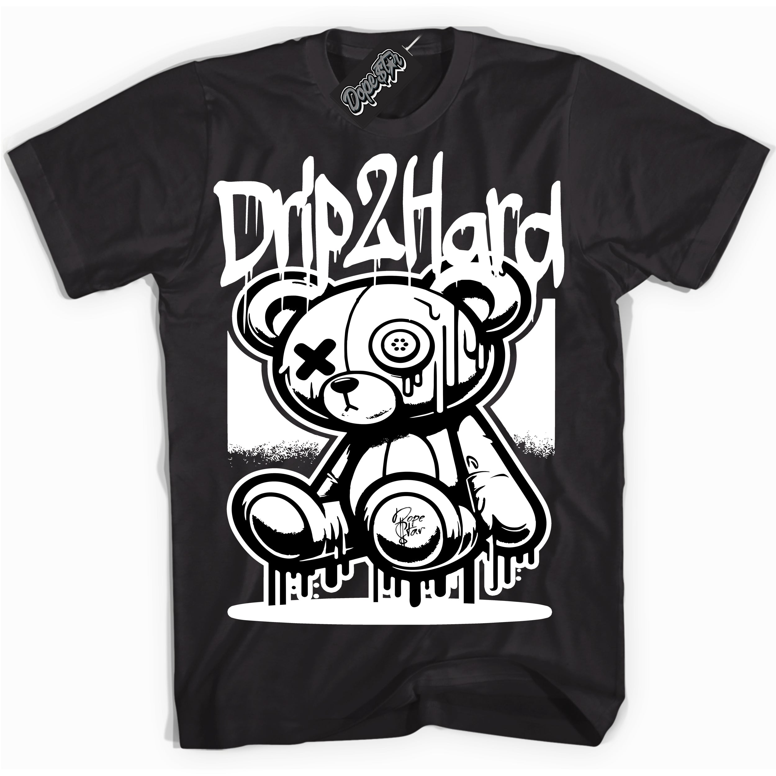 Cool Black graphic tee with “ Drip 2 Hard ” design, that perfectly matches Black White 14s