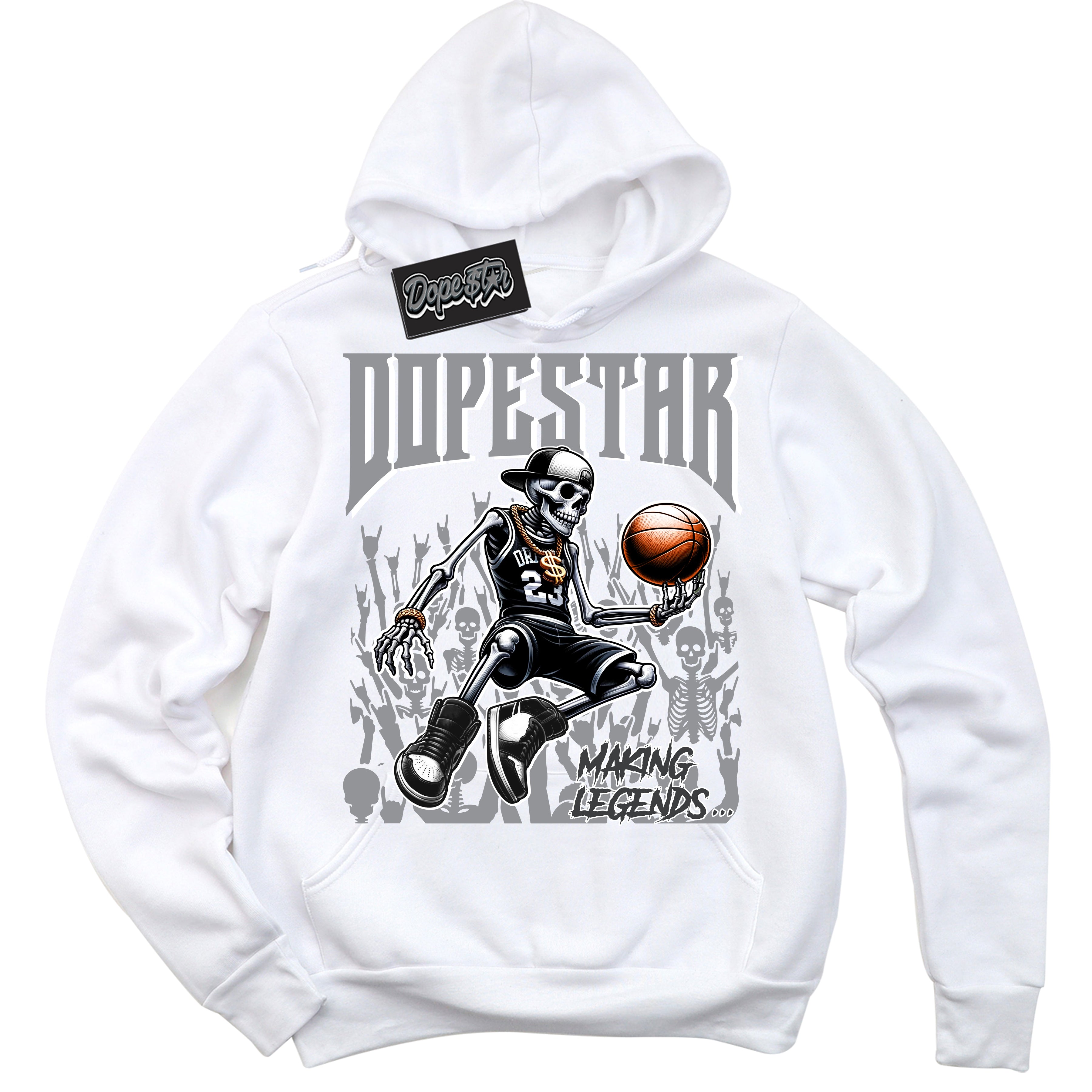 Cool White Hoodie with “ Making Legends ”  design that Perfectly Matches Flint Grey 14s Sneakers.