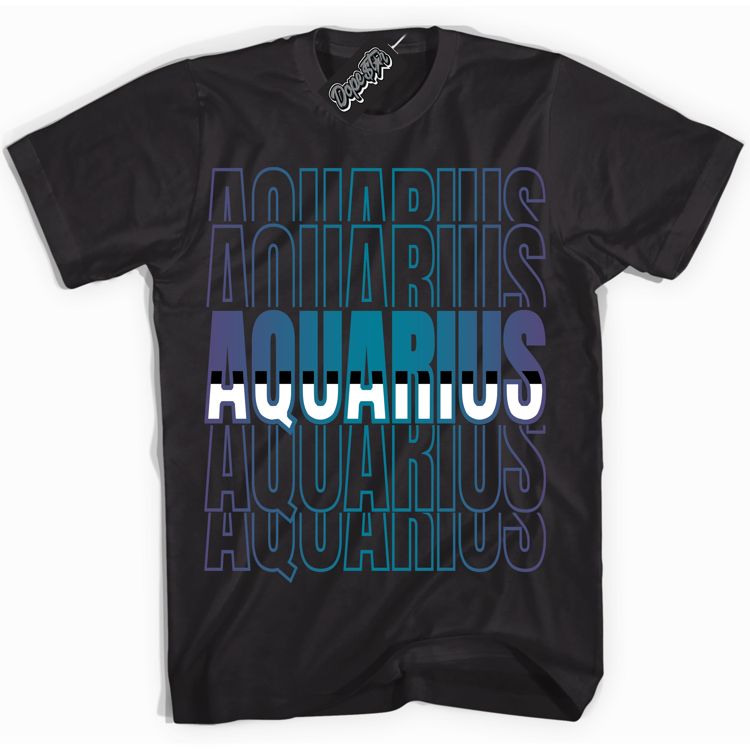 Cool Black Shirt with “ Aquarius” design that perfectly matches Love Letter 14s Sneakers.