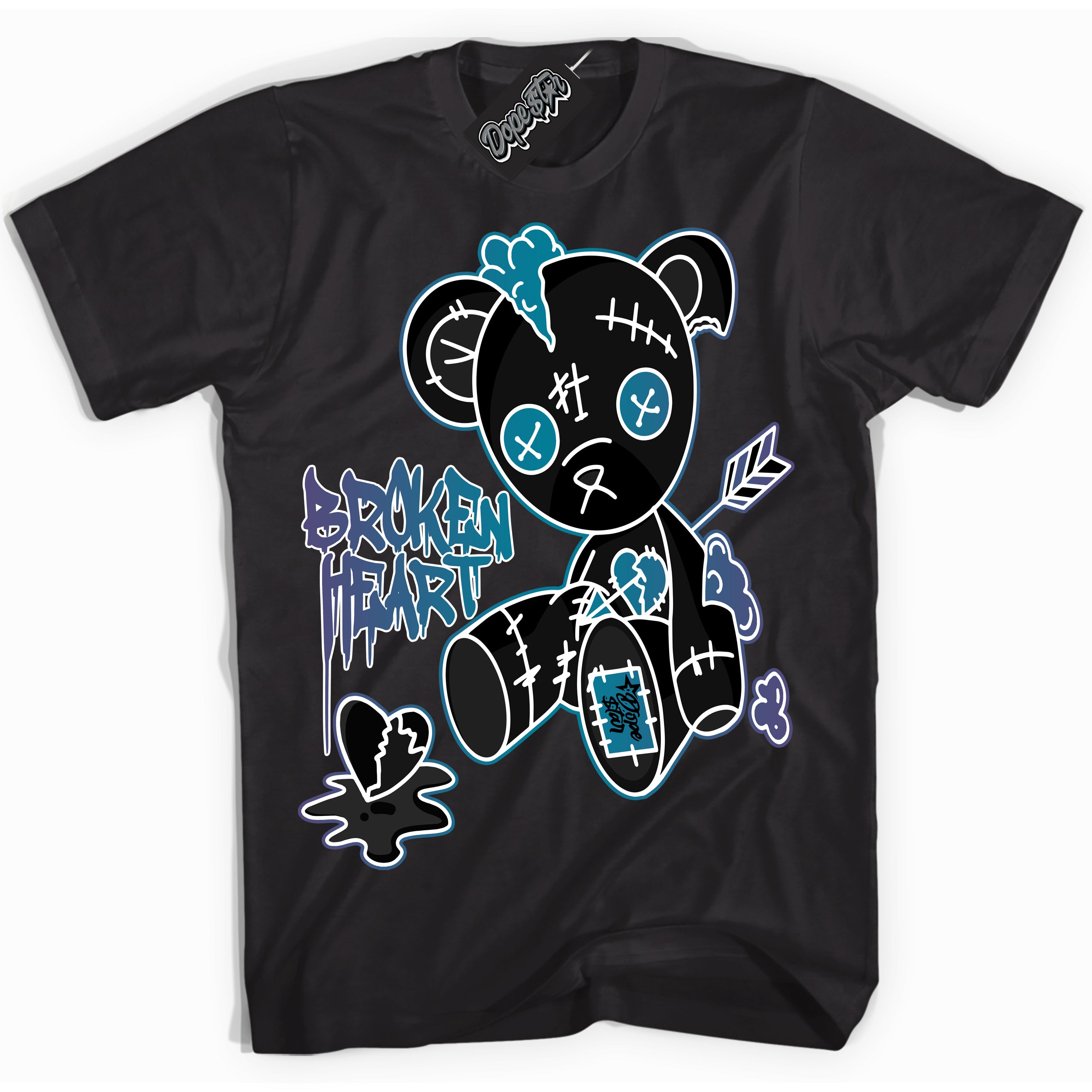 Cool Black Shirt with “ Broken Heart Bear” design that perfectly matches Love Letter 14s Sneakers.