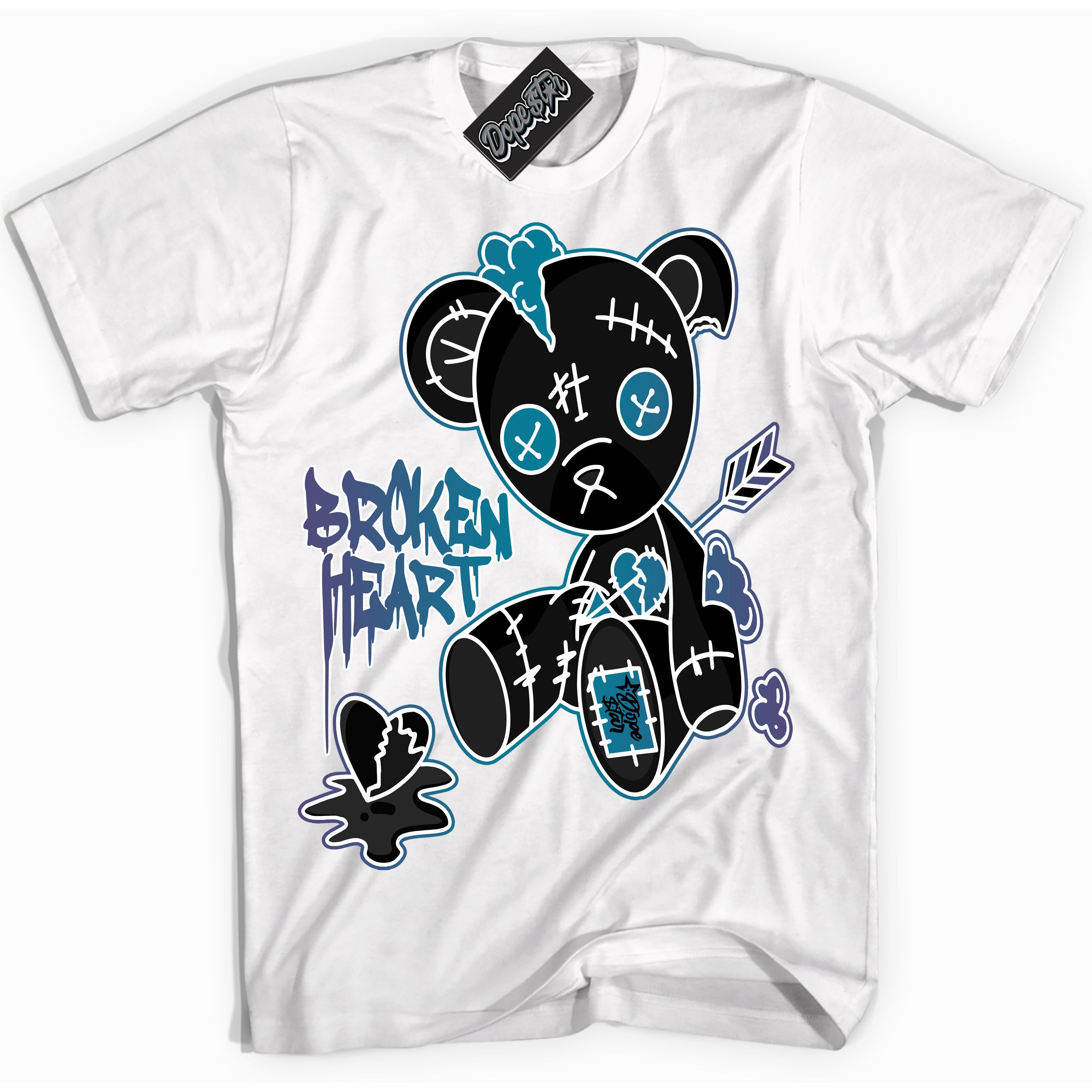 Cool White Shirt with “ Broken Heart Bear” design that perfectly matches Love Letter 14s Sneakers.