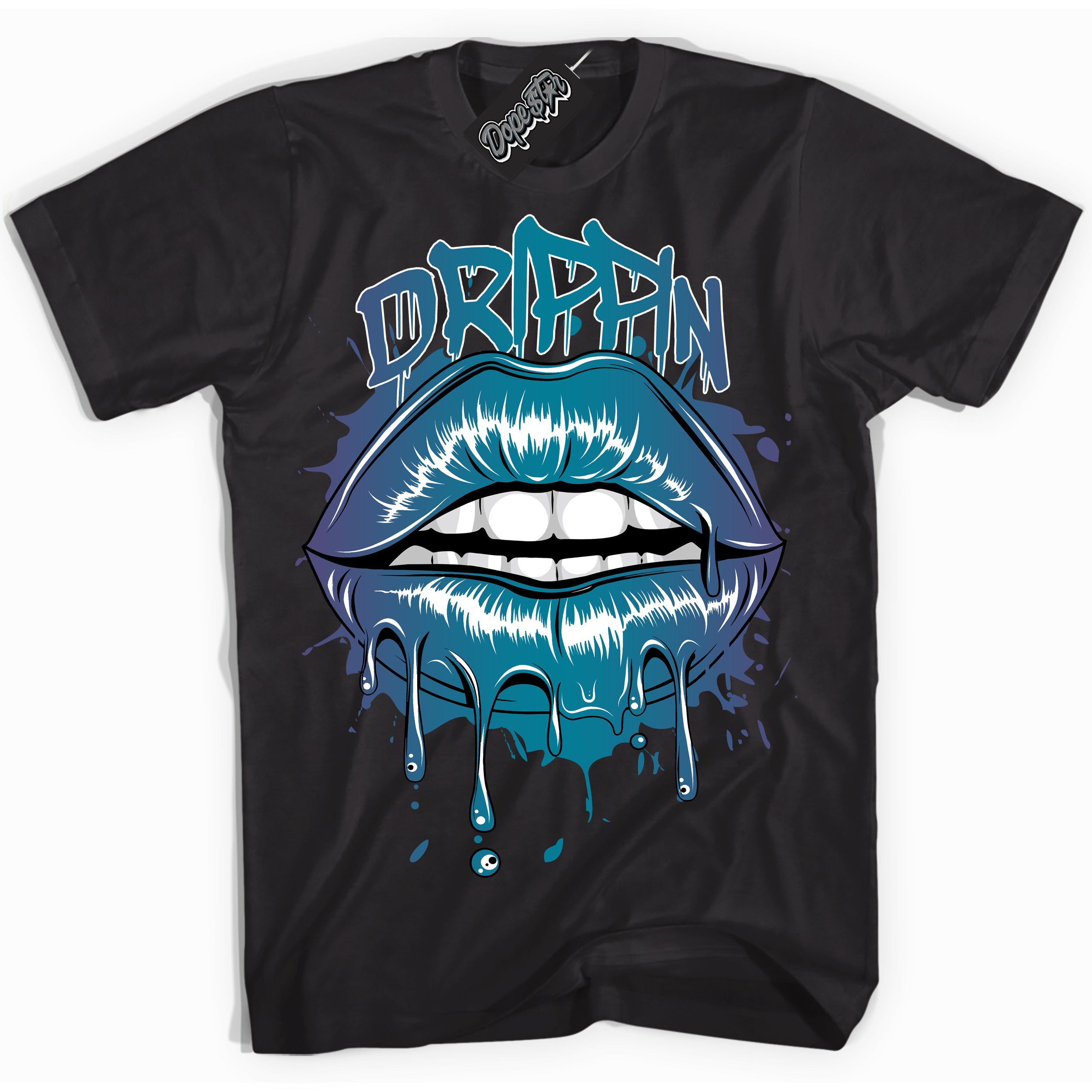 Cool Black Shirt with “ Drippin” design that perfectly matches Love Letter 14s Sneakers.