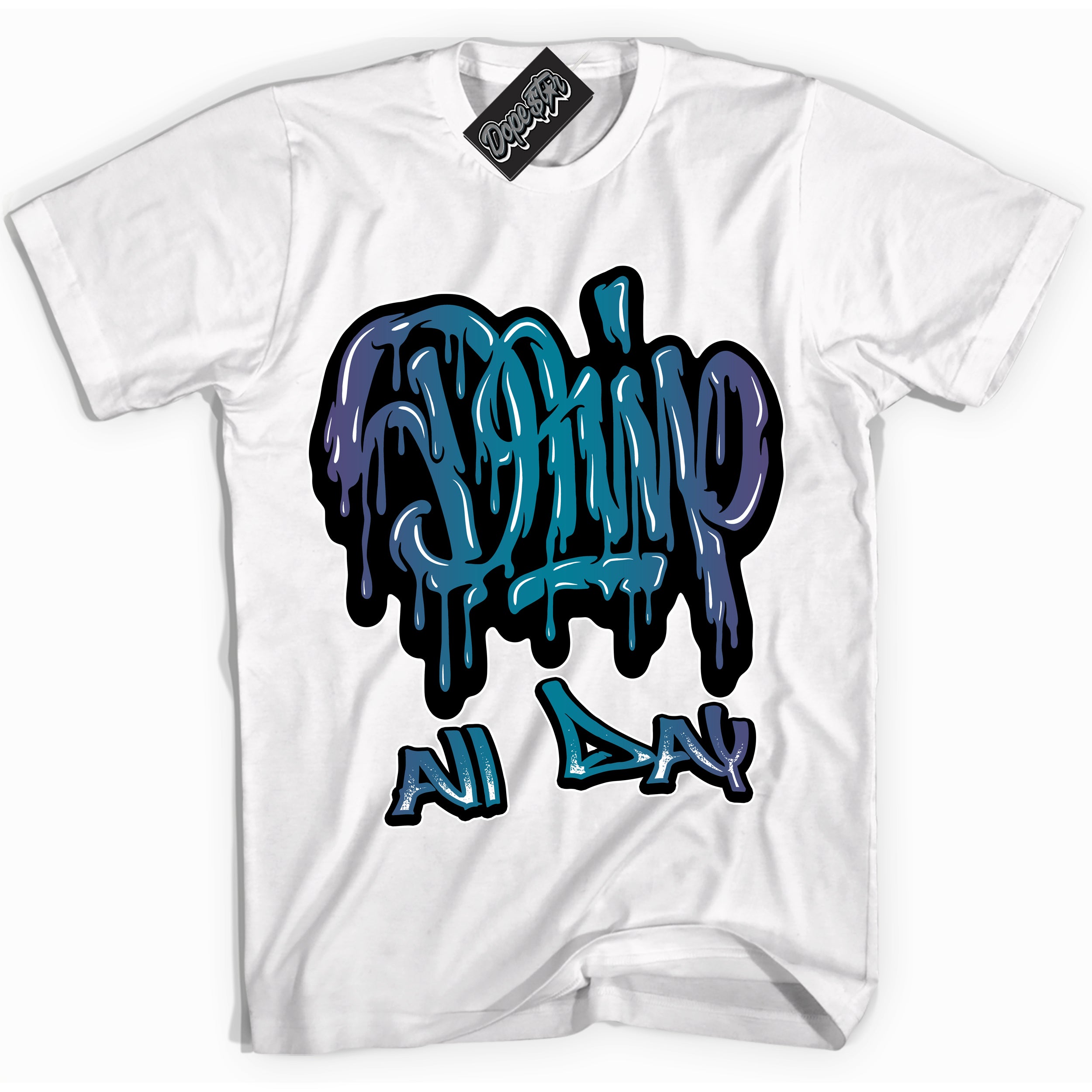 Cool White Shirt with “ Drip All Day” design that perfectly matches Love Letter 14s Sneakers.