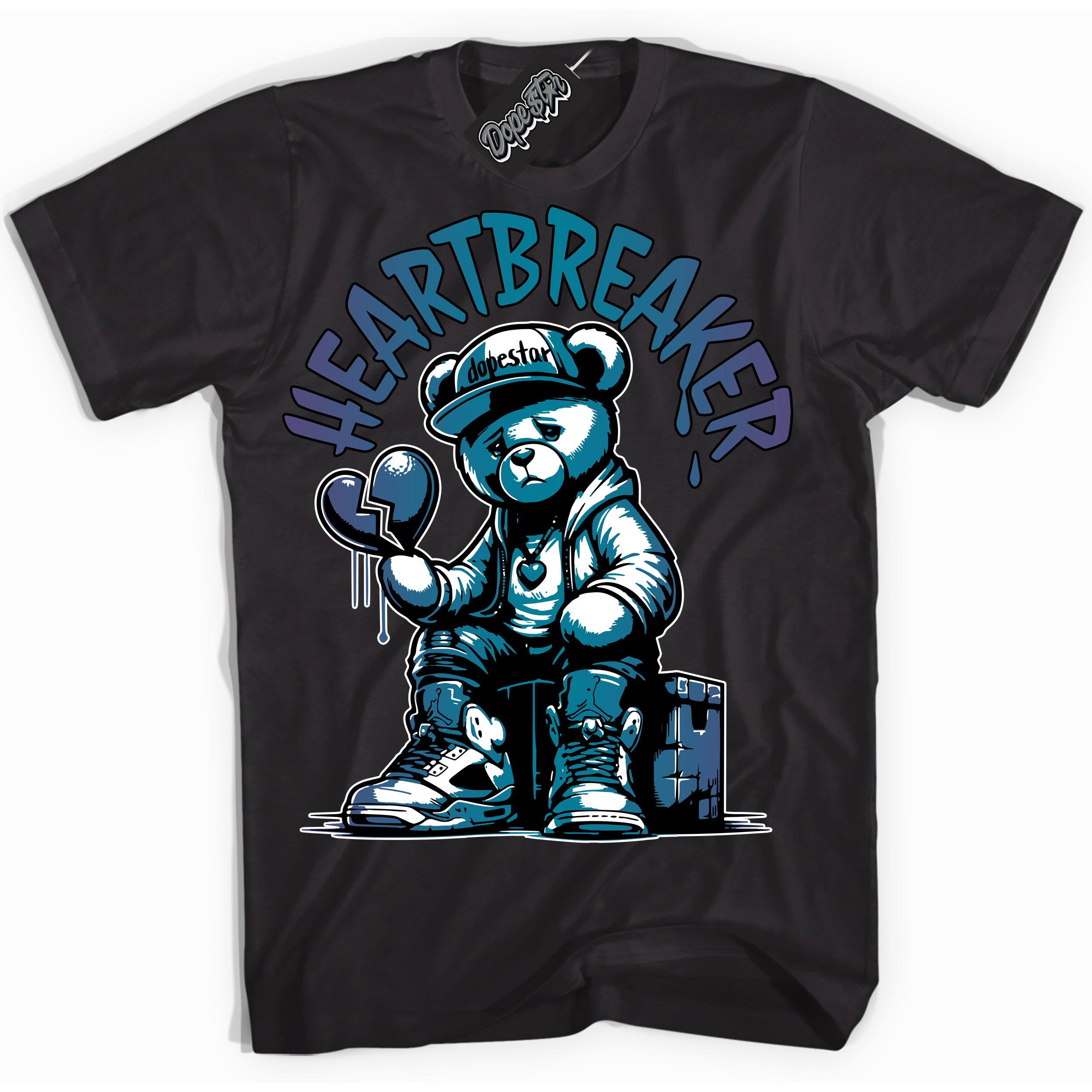 Cool Black Shirt with “ Heartbreaker Bear” design that perfectly matches Love Letter 14s Sneakers.