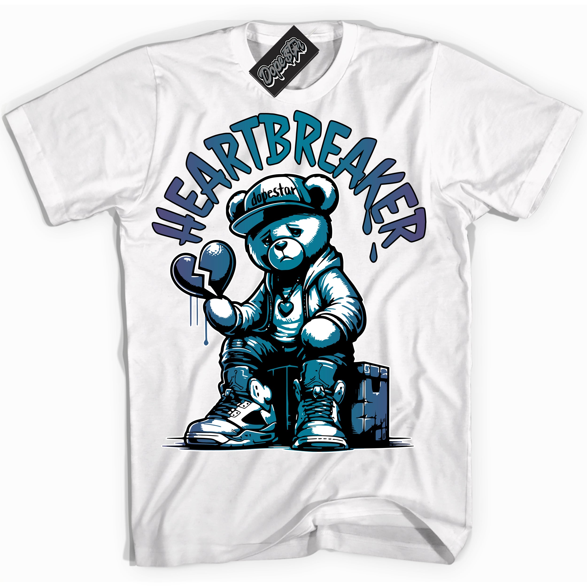 Cool White Shirt with “ Heartbreaker Bear” design that perfectly matches Love Letter 14s Sneakers.