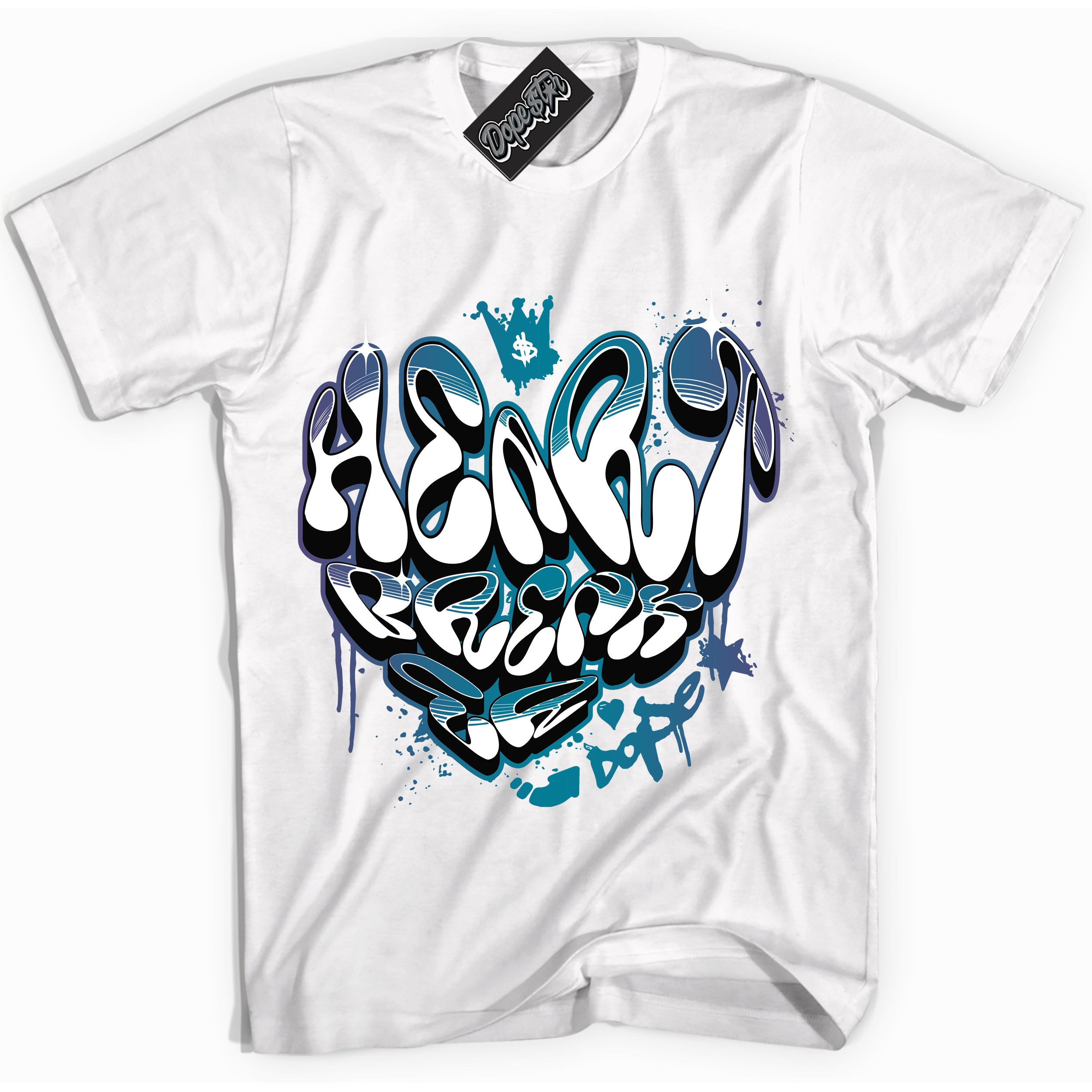 Cool White Shirt with “ Heartbreaker Graffiti” design that perfectly matches Love Letter 14s Sneakers.