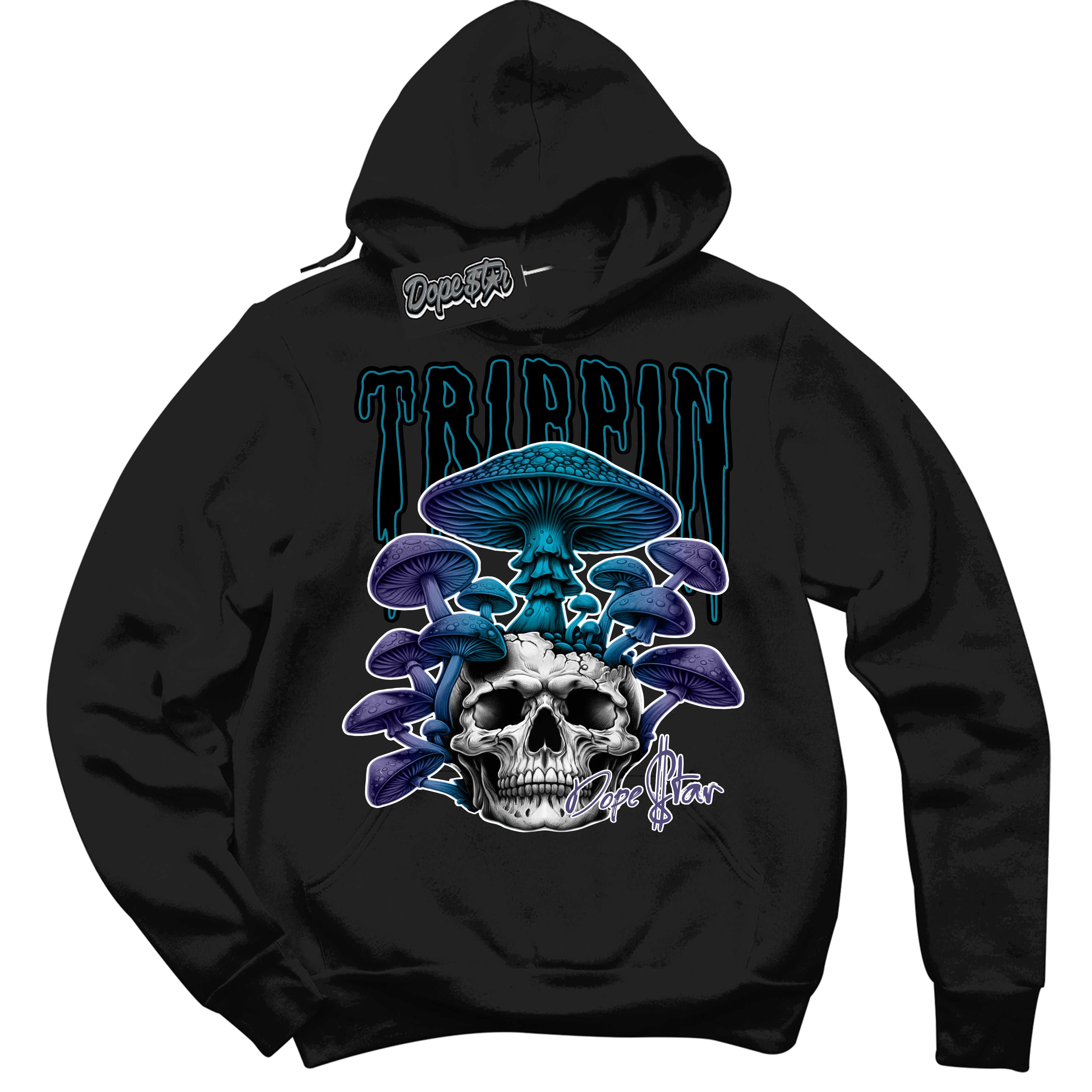 Cool Black Hoodie with “Trippin” design that Perfectly Matches Love Letter 14s Sneakers.