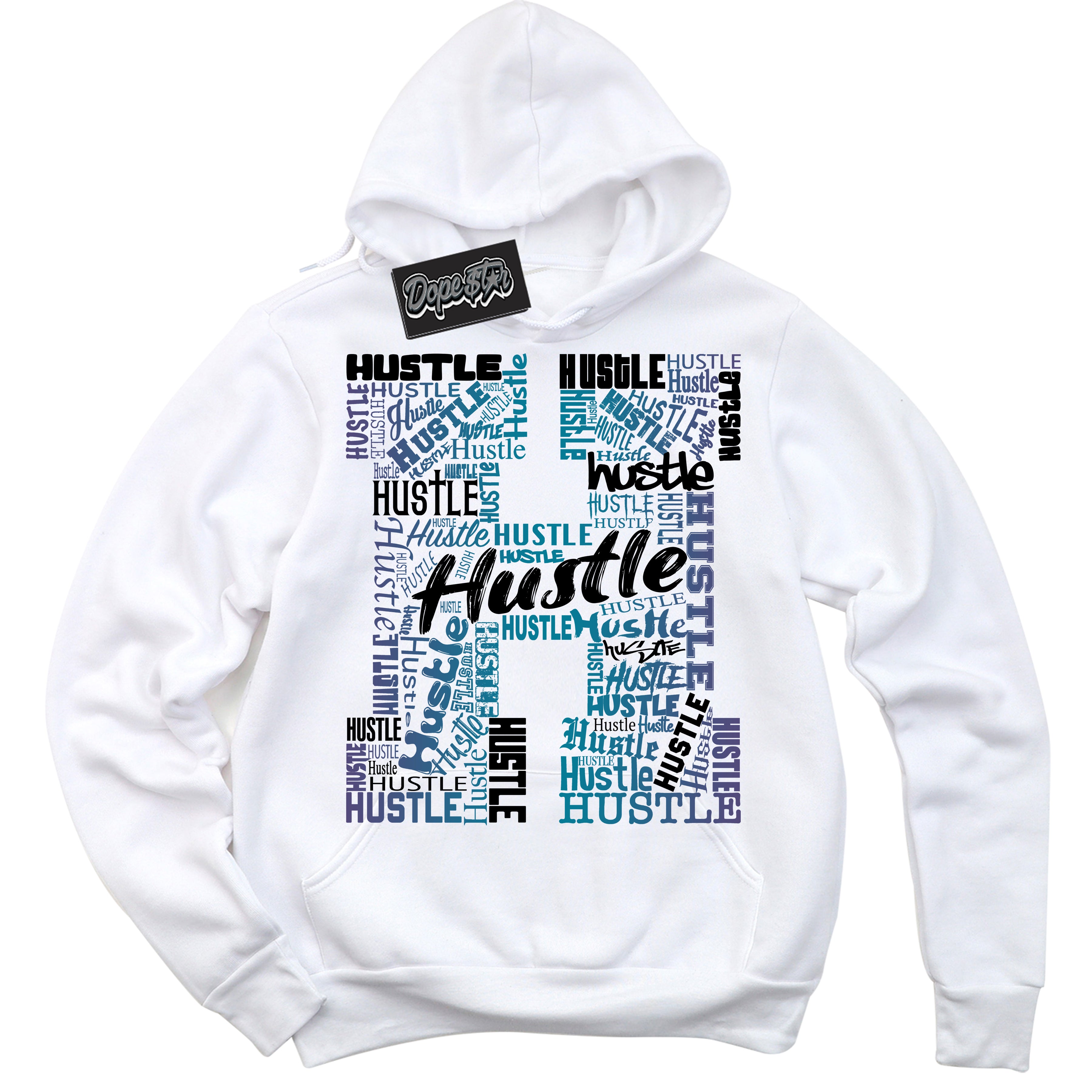 Cool White Hoodie with “ Hustle H ”  design that Perfectly Matches Love Letter 14s Sneakers.