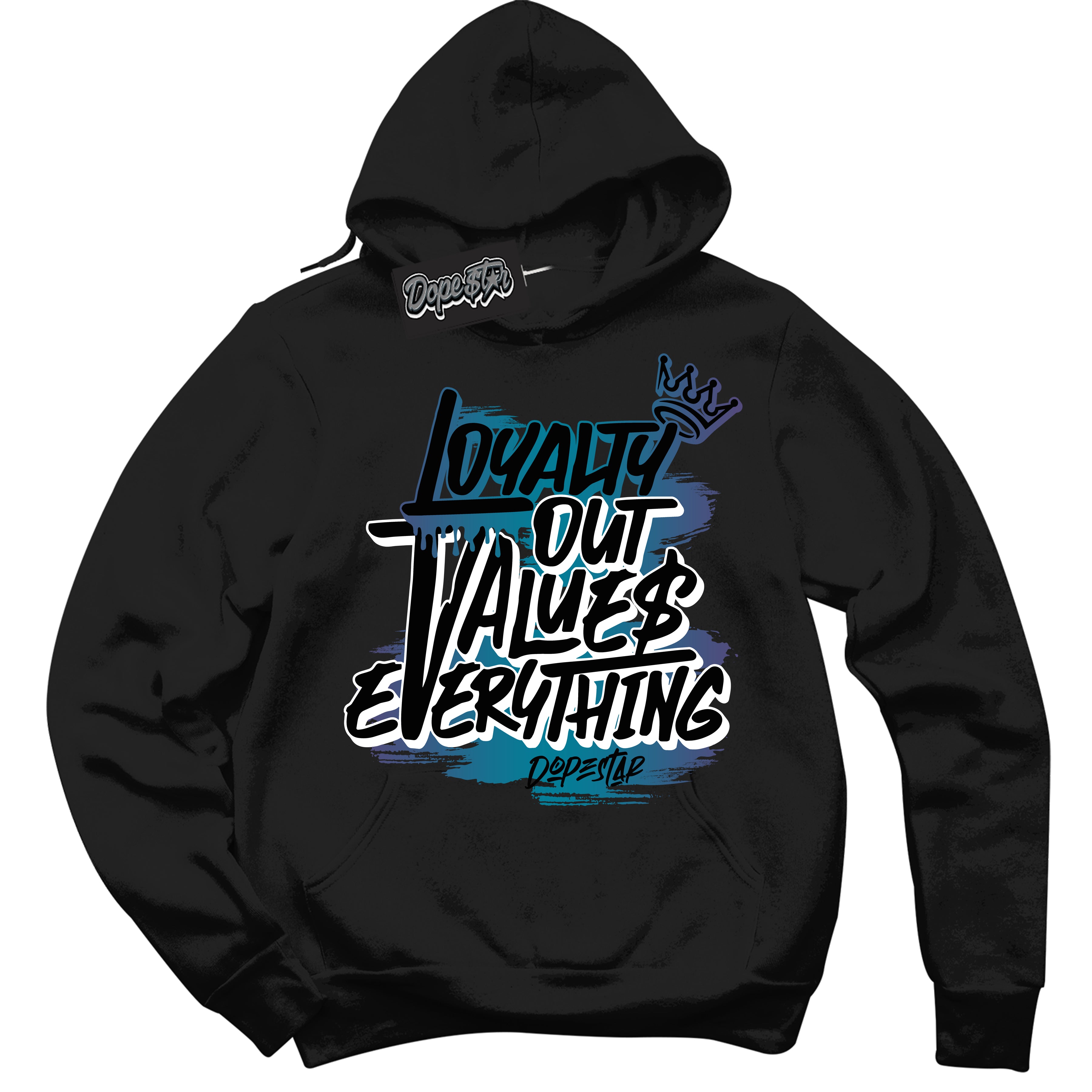 Cool Black Hoodie with “ Loyalty Out Values Everything ”  design that Perfectly Matches Love Letter 14s Sneakers.