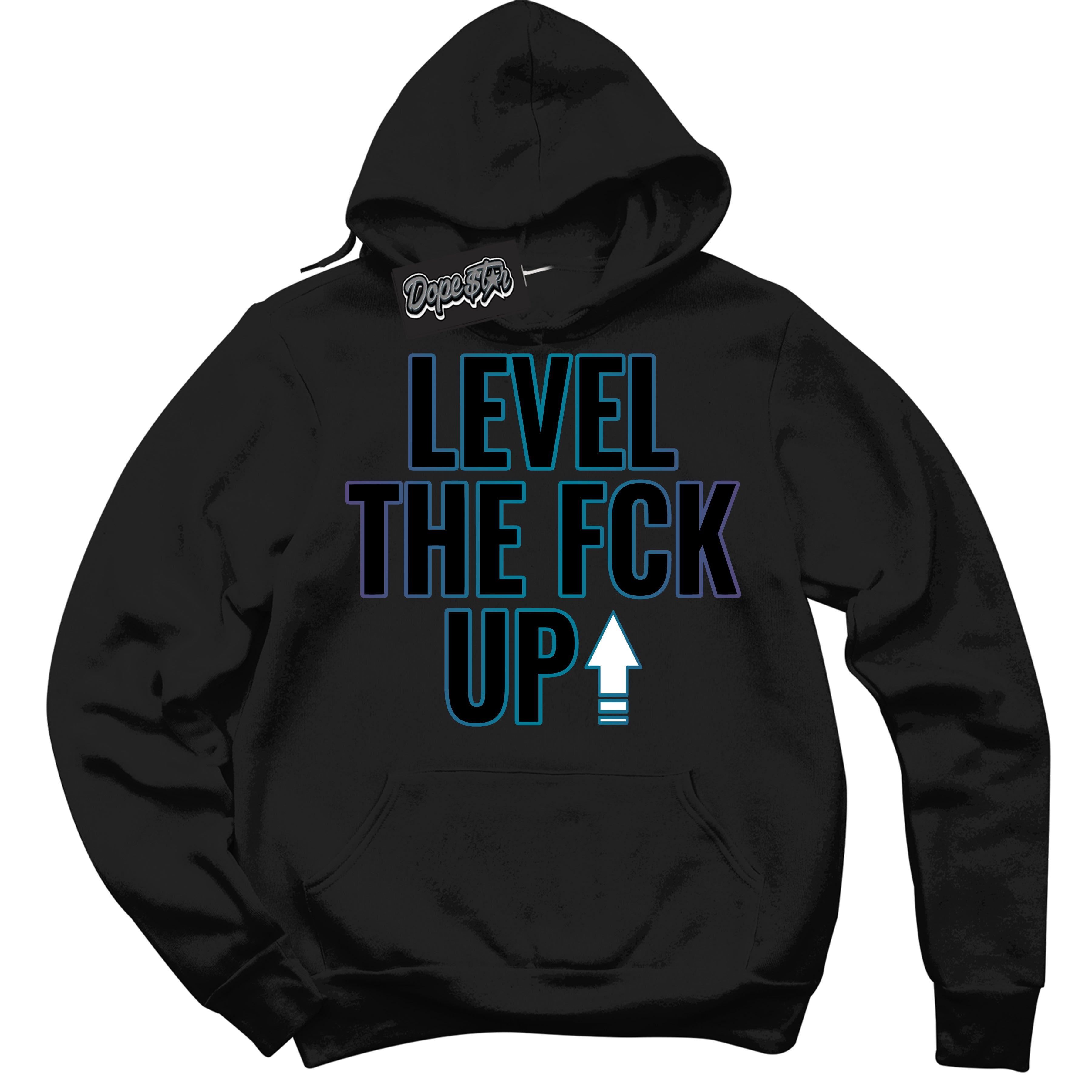 Cool Black Hoodie with “ Level The Fck Up ”  design that Perfectly Matches Love Letter 14s Sneakers.