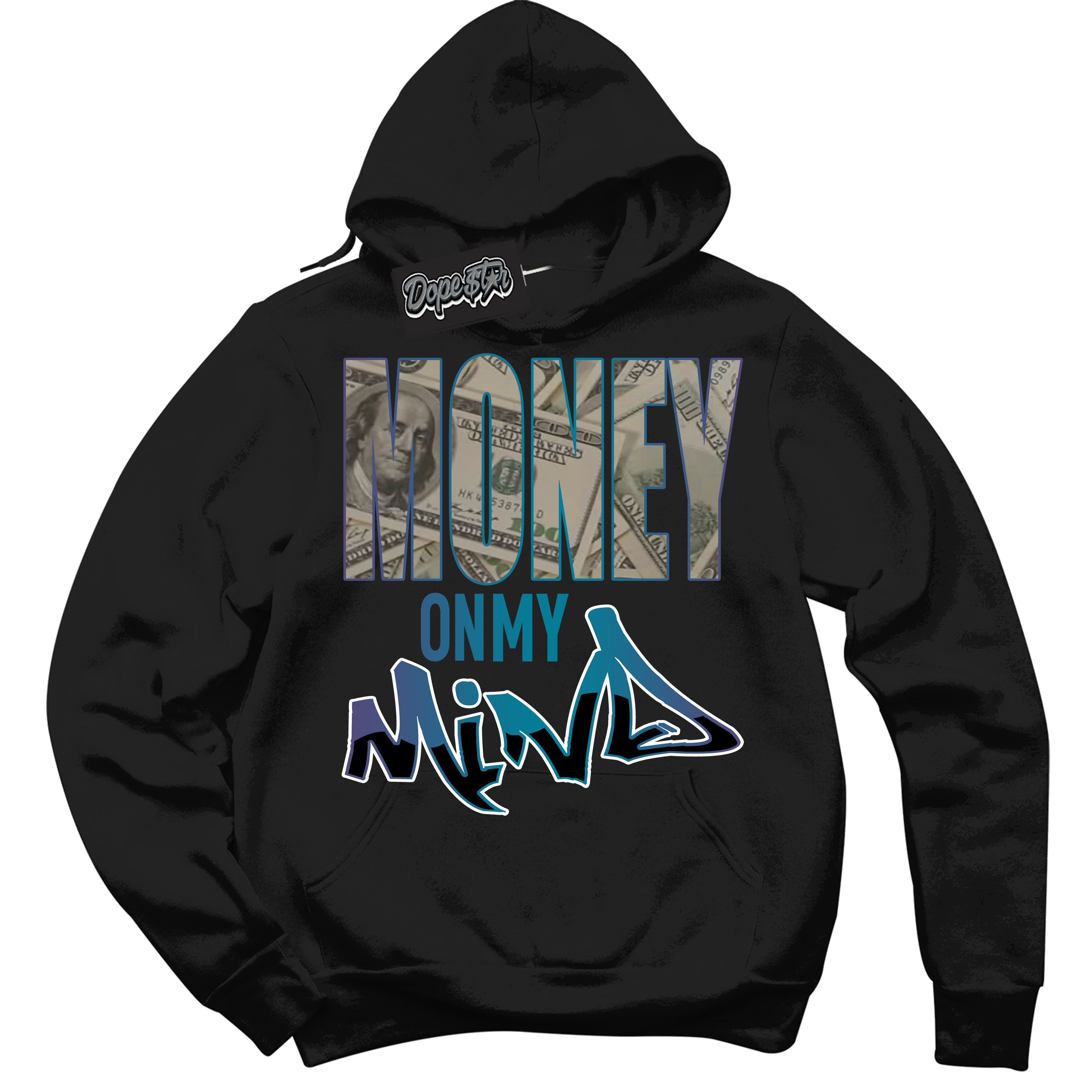 Cool Black Hoodie with “ Money On My Mind ”  design that Perfectly Matches Love Letter 14s Sneakers.