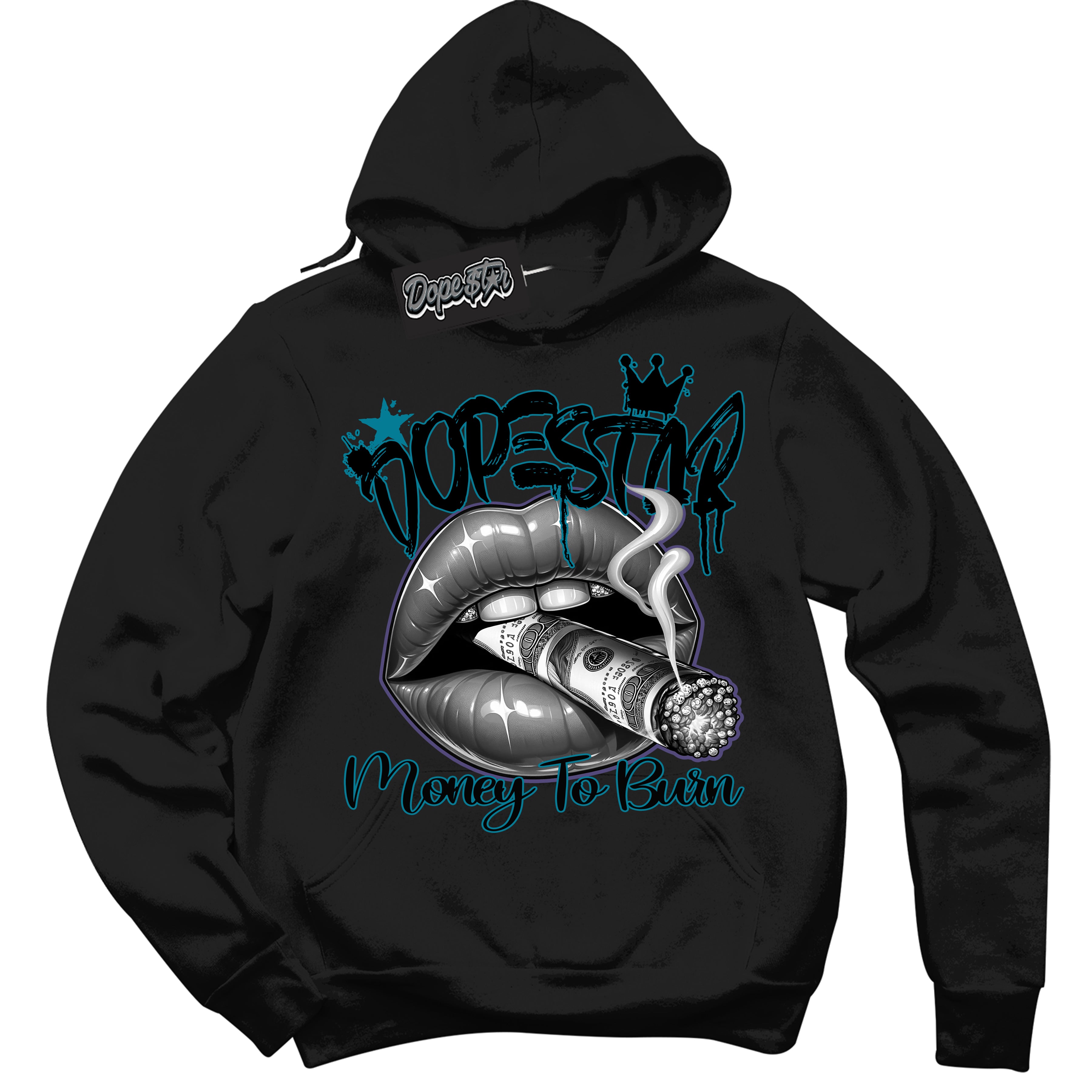 Cool Black Hoodie with “ Money To Burn ”  design that Perfectly Matches Love Letter 14s Sneakers.