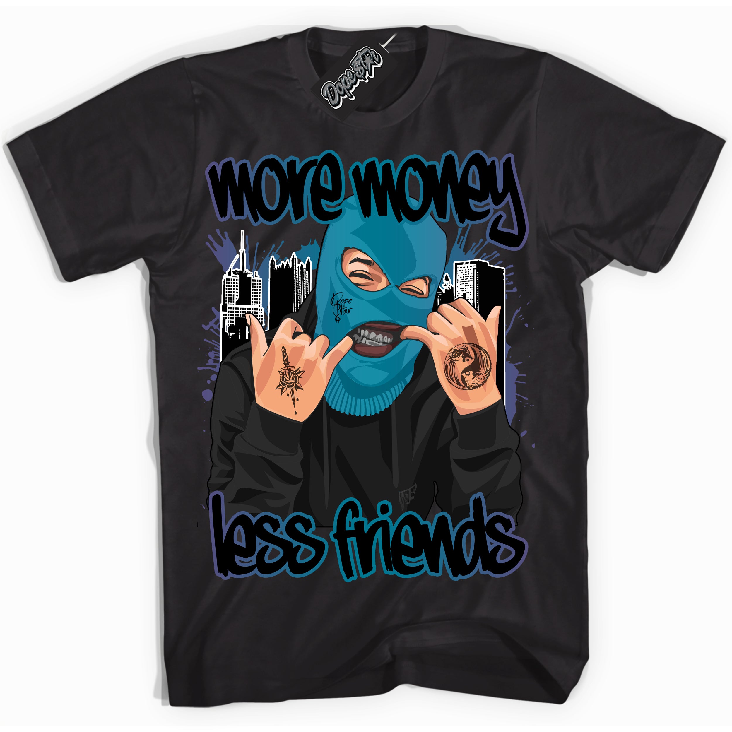 Cool Black Shirt with “ More Money Less Friends” design that perfectly matches Love Letter 14s Sneakers.