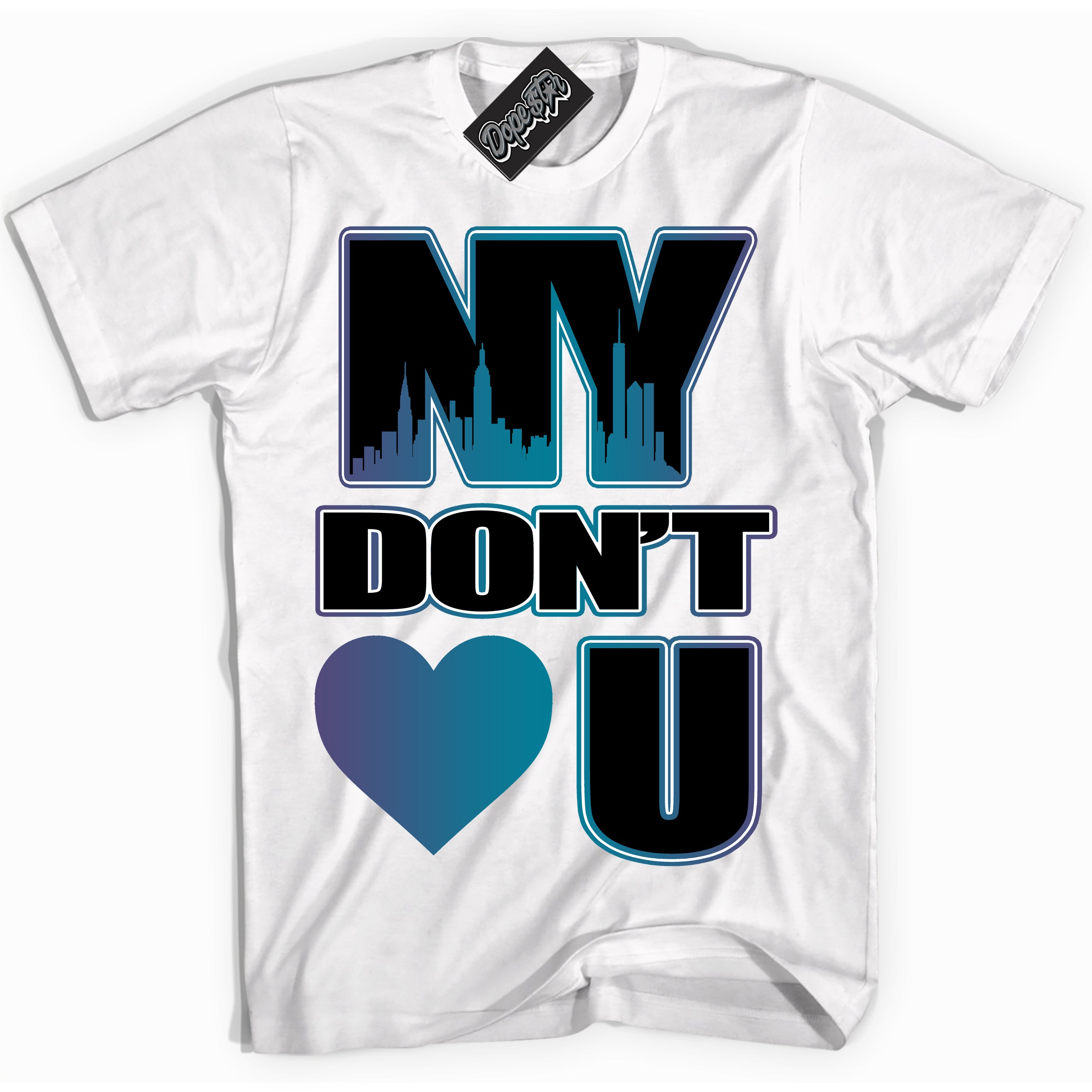 Cool White Shirt with “ NY Don't Love You” design that perfectly matches Love Letter 14s Sneakers.