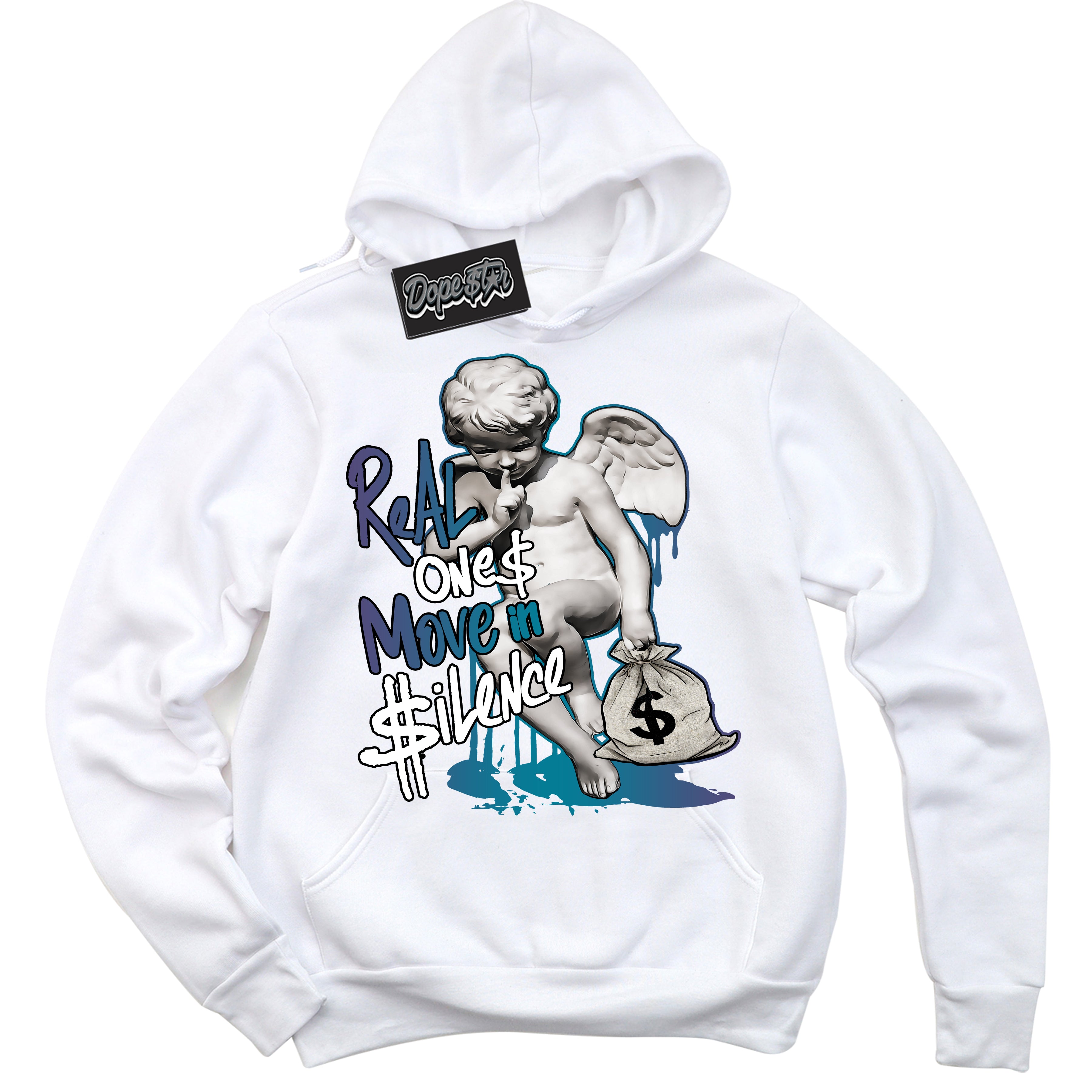 Cool White Hoodie with “ Real One Cherub ”  design that Perfectly Matches Love Letter 14s Sneakers.