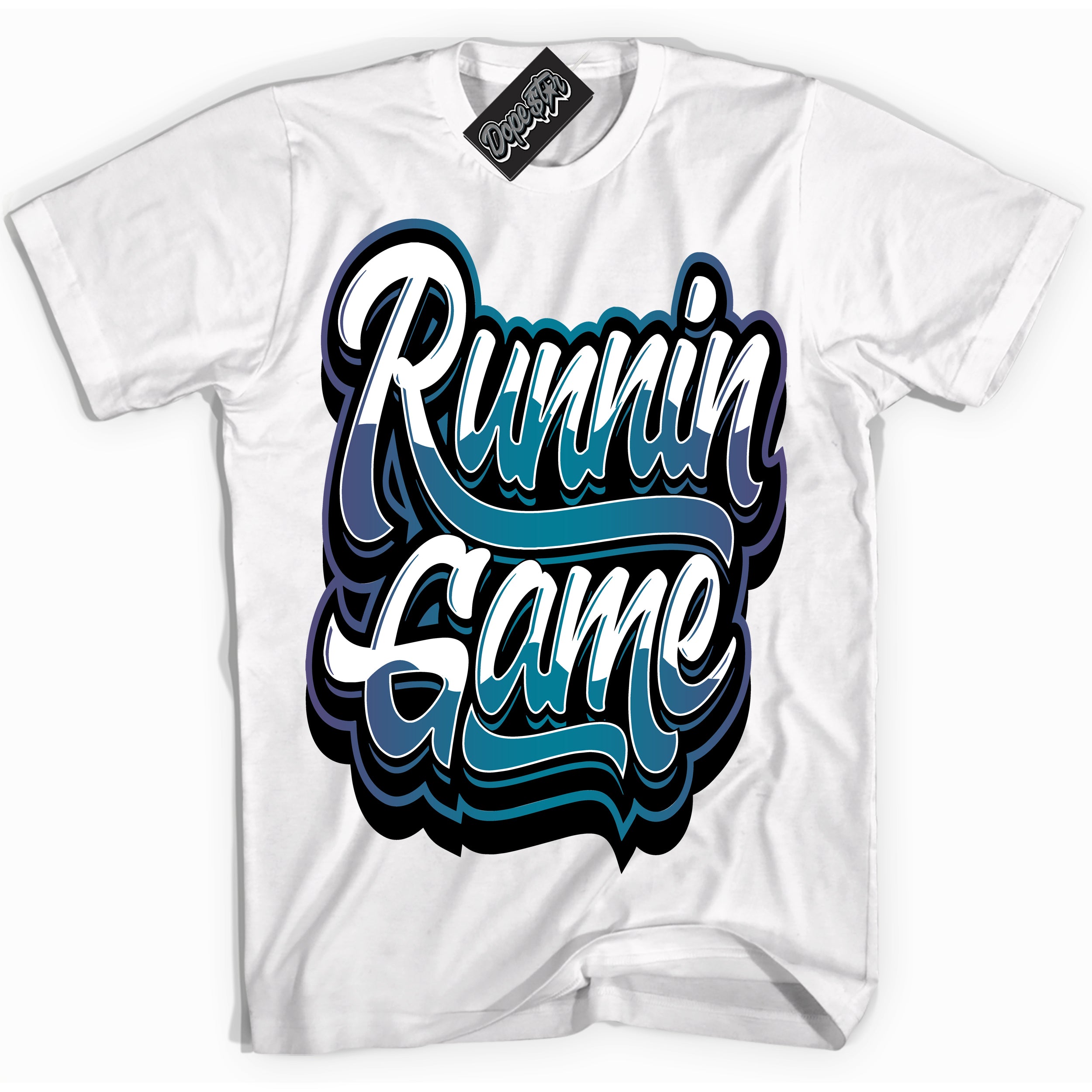 Cool White Shirt with “ Running Game” design that perfectly matches Love Letter 14s Sneakers.