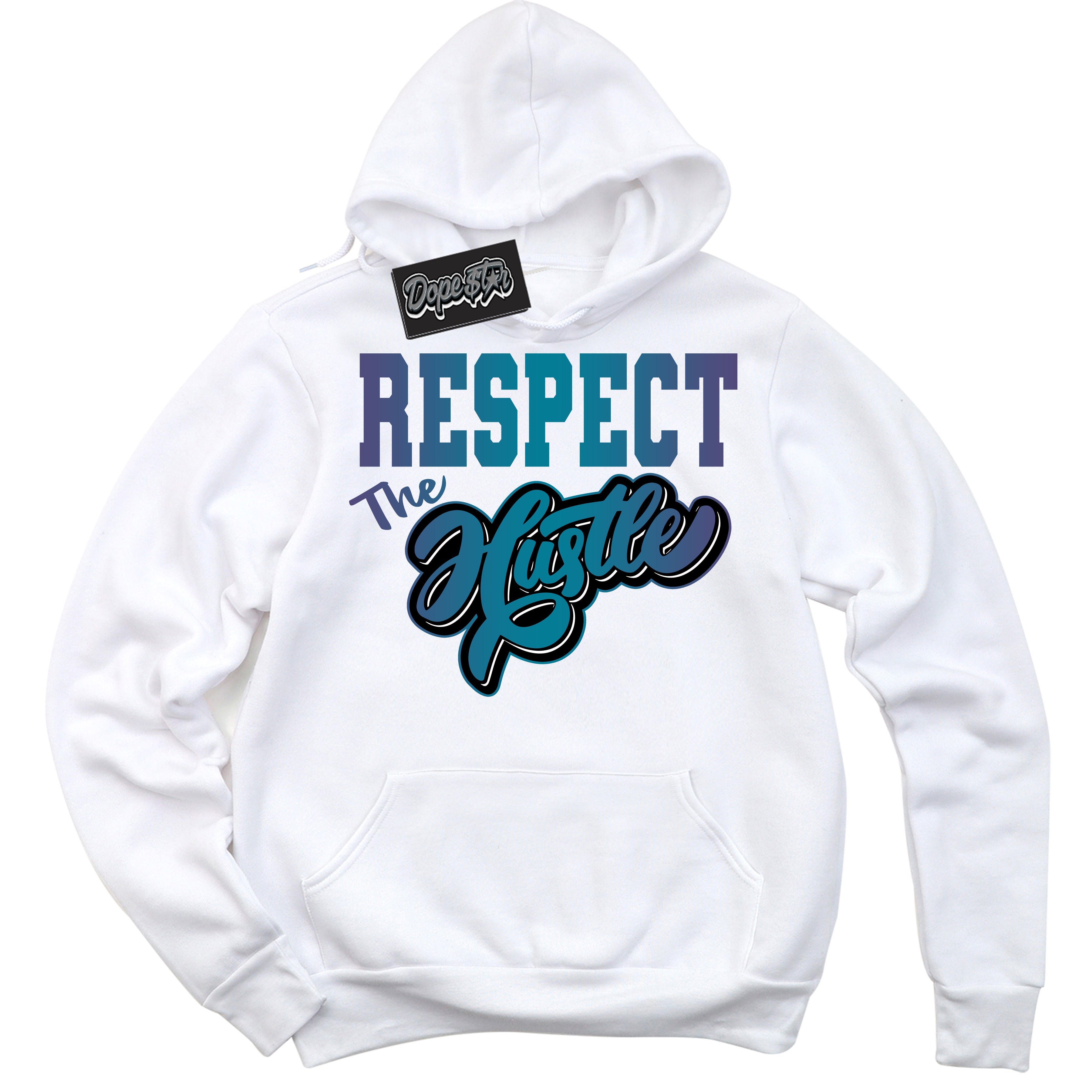 Cool White Hoodie with “ Respect The Hustle ”  design that Perfectly Matches Love Letter 14s Sneakers.