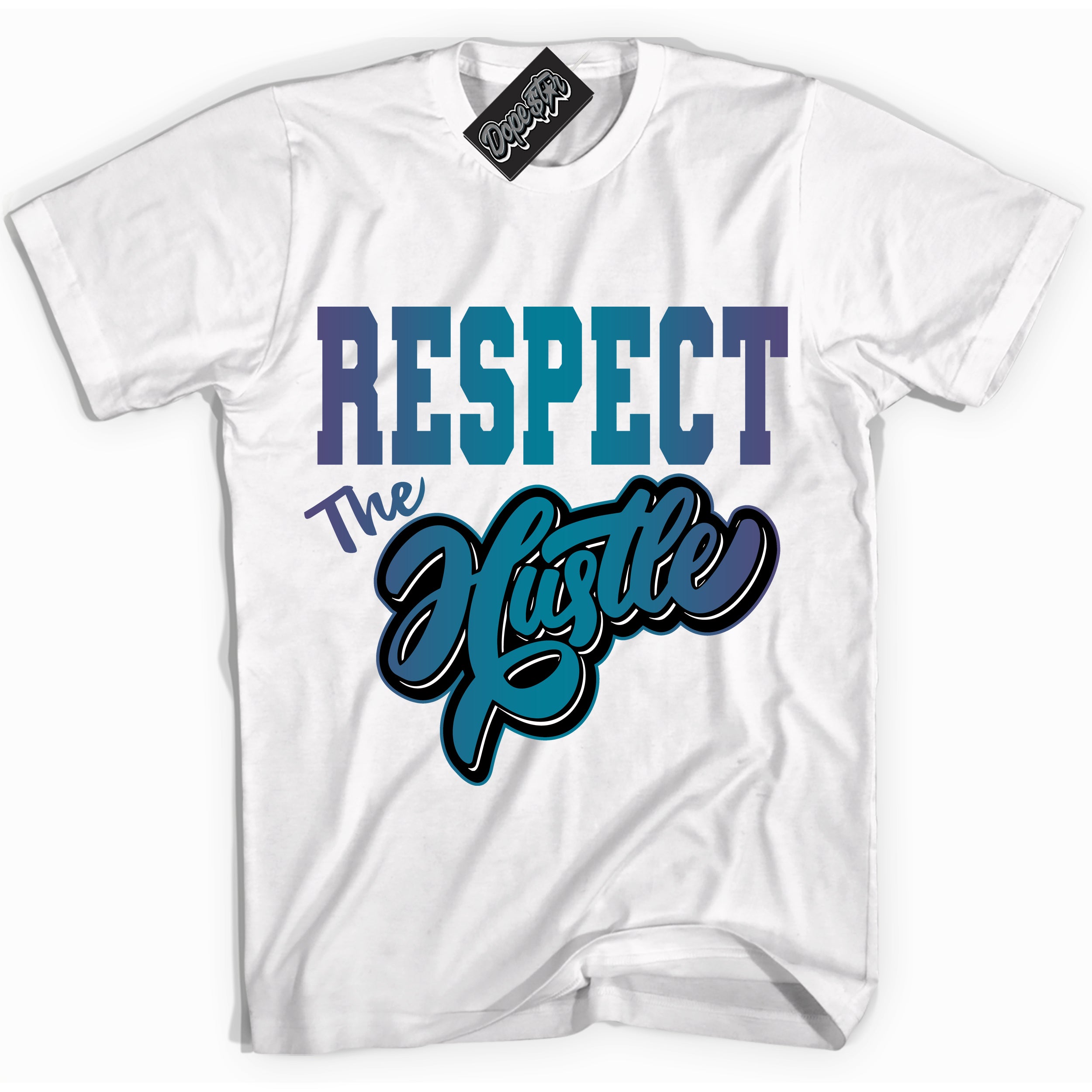 Cool White Shirt with “ Respect The Hustle” design that perfectly matches Love Letter 14s Sneakers.