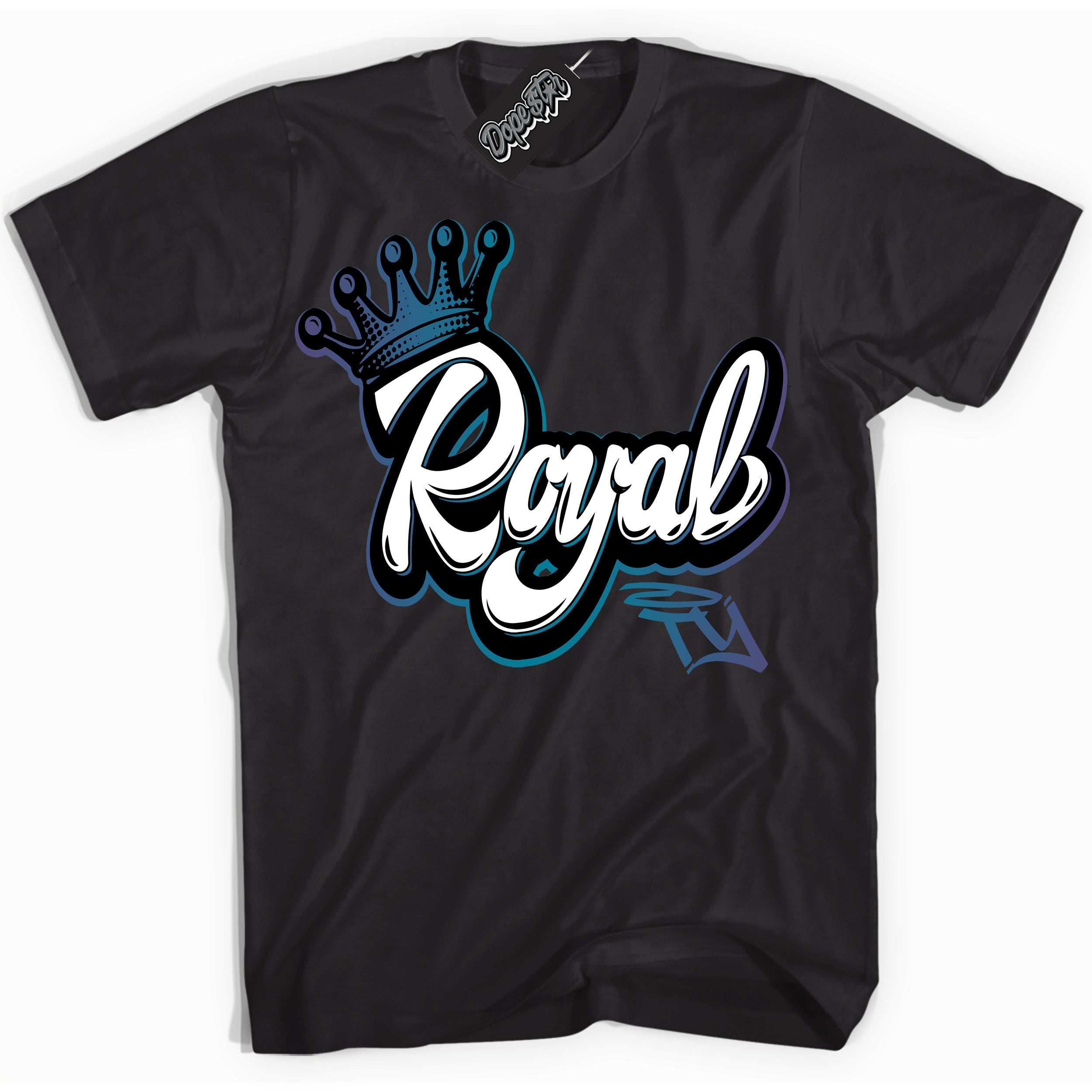 Cool Black Shirt with “ Royalty” design that perfectly matches Love Letter 14s Sneakers.