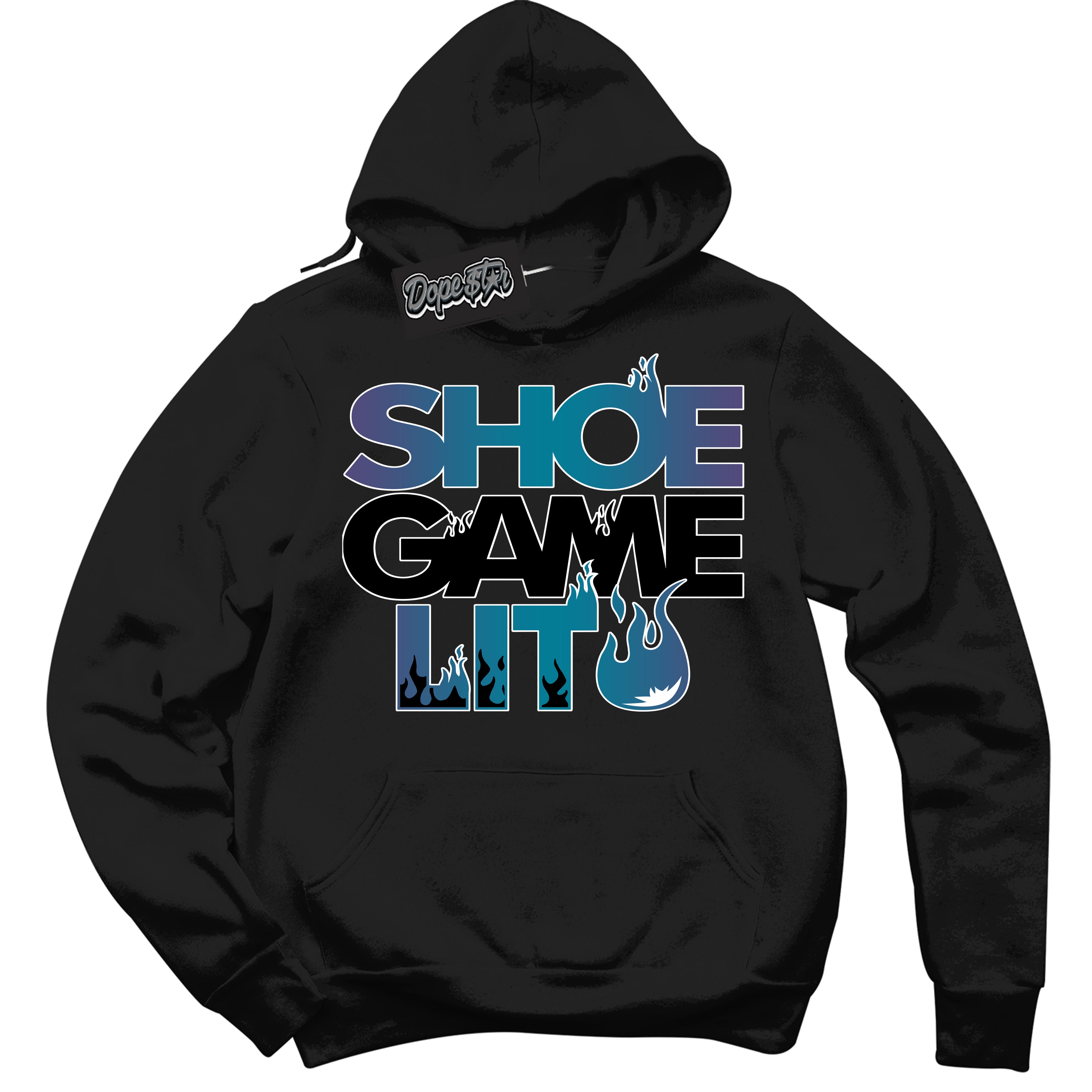 Cool Black Hoodie with “ Shoe Game Lit ”  design that Perfectly Matches Love Letter 14s Sneakers.