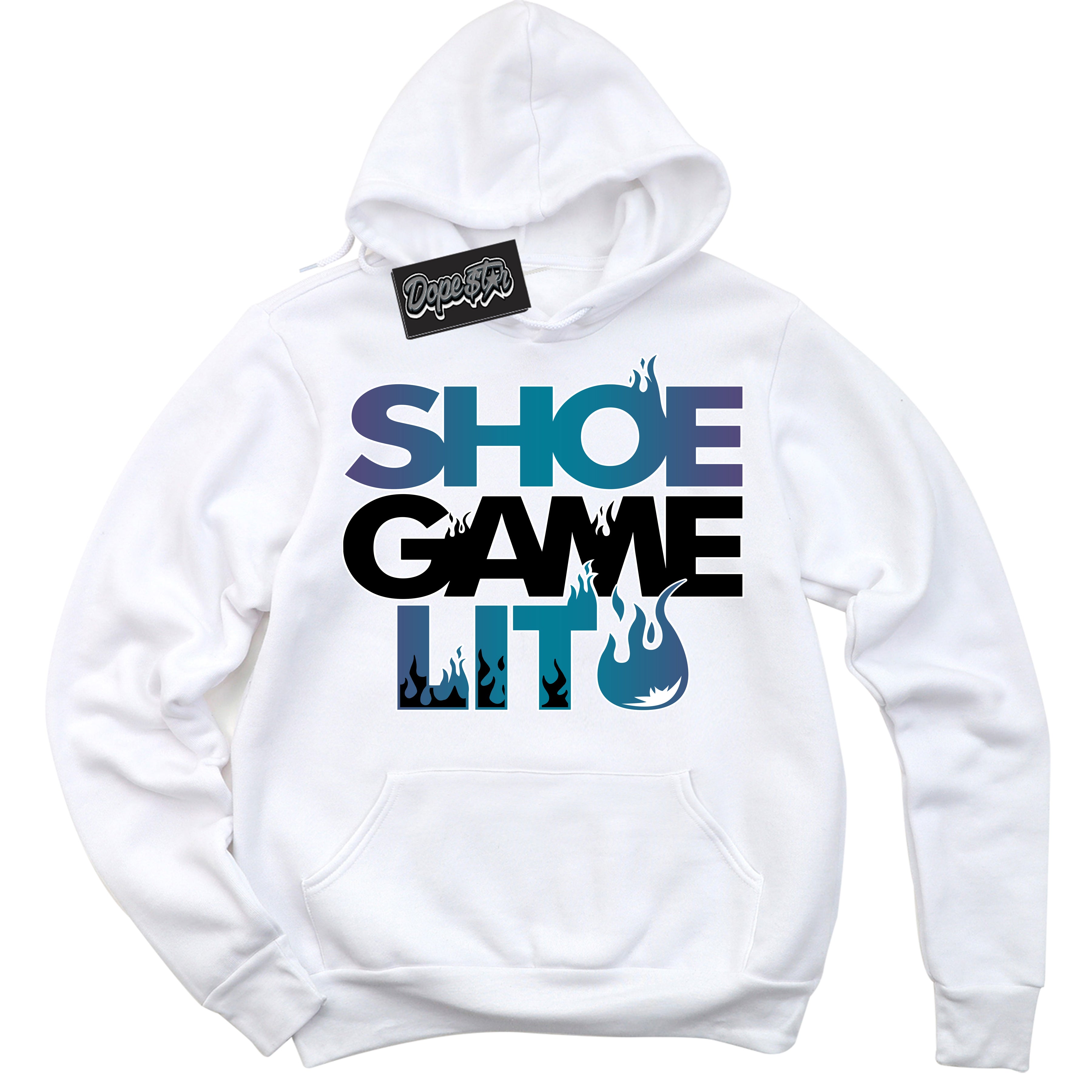 Cool White Hoodie with “ Shoe Game Lit ”  design that Perfectly Matches Love Letter 14s Sneakers.