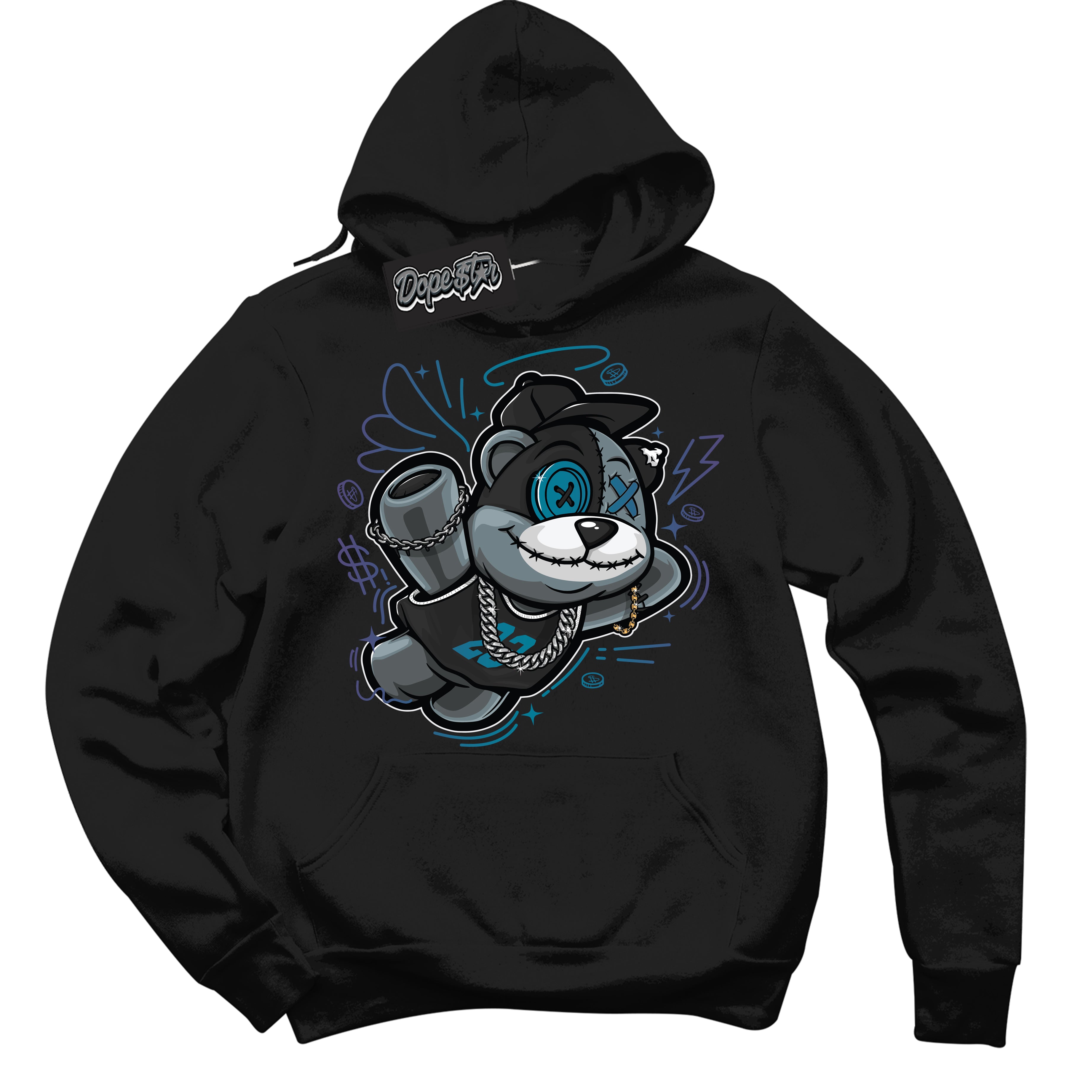 Cool Black Hoodie with “ Slam Dunk Bear ”  design that Perfectly Matches Love Letter 14s Sneakers.