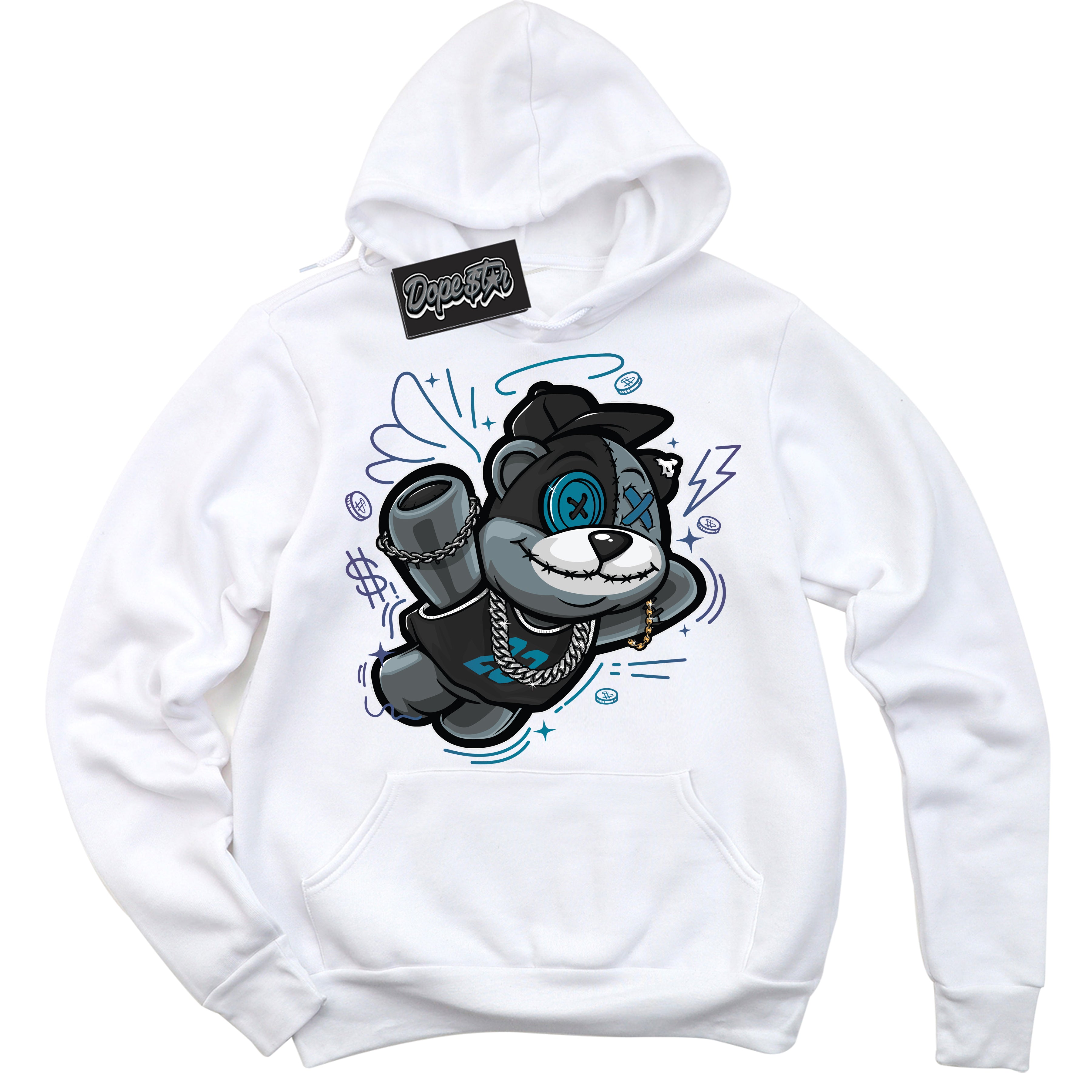 Cool White Hoodie with “ Slam Dunk Bear ”  design that Perfectly Matches Love Letter 14s Sneakers.