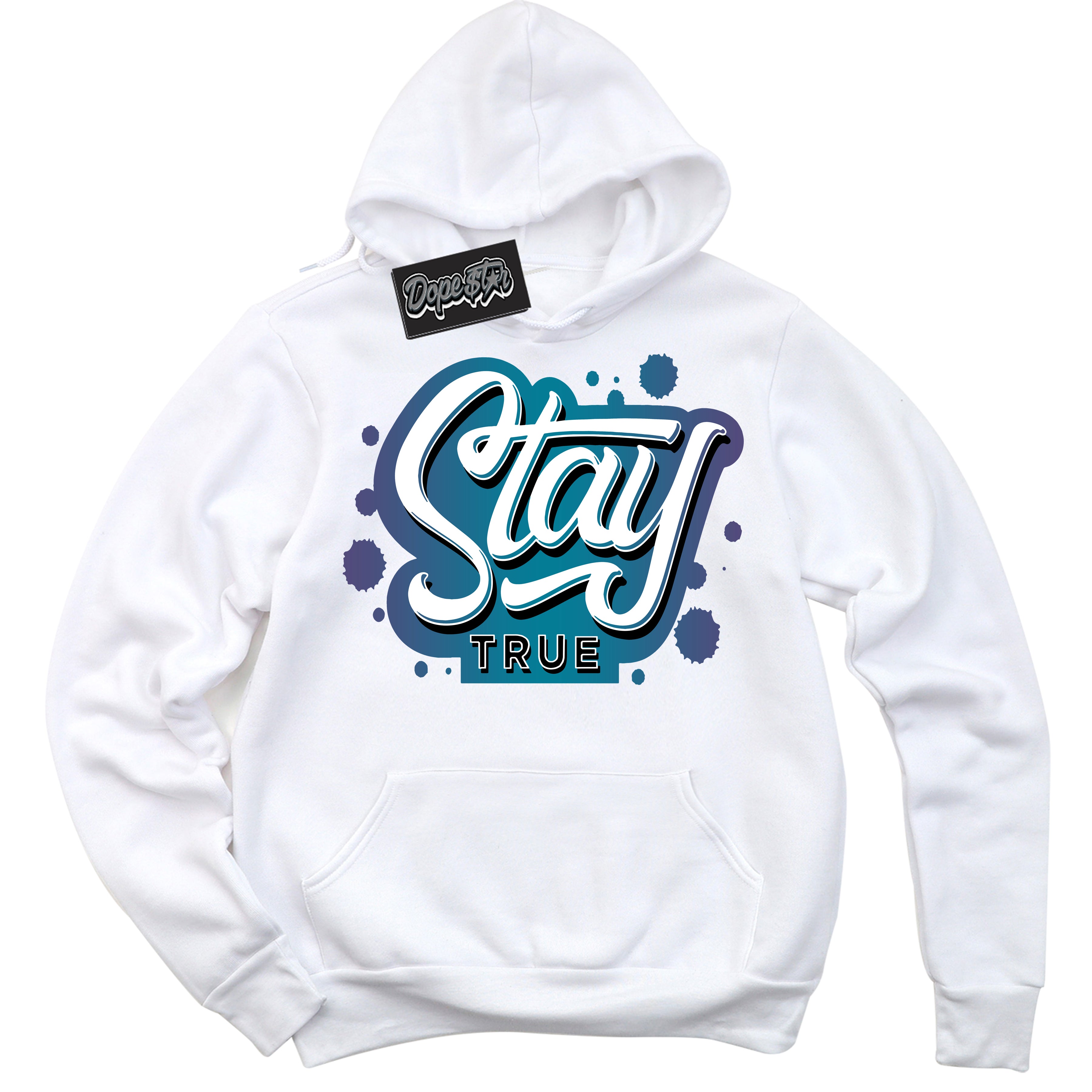 Cool White Hoodie with “ Stay True ”  design that Perfectly Matches Love Letter 14s Sneakers.